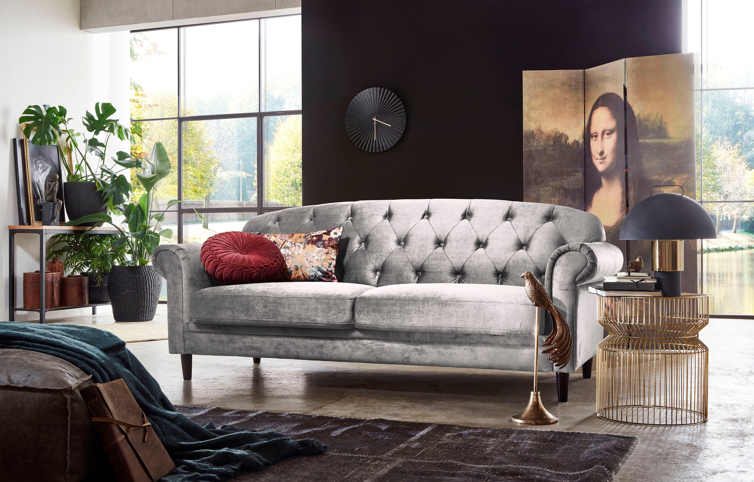ATLANTIC home collection 2-Sitzer »Carla«, in Samtverloursbezug, mit Stauraum unter der Sitzfläche