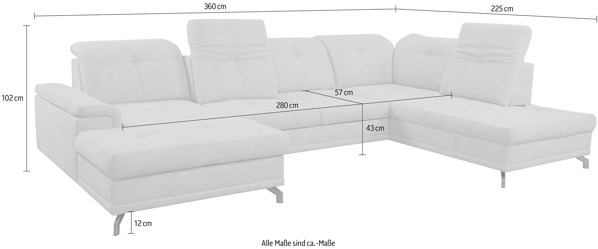 WERK2 U-Sofa Wohnlandschaft verstellbar & bestellen Schlaffunktion, mit »Basel«, Raten auf Kopfteil Sitztiefe Großes