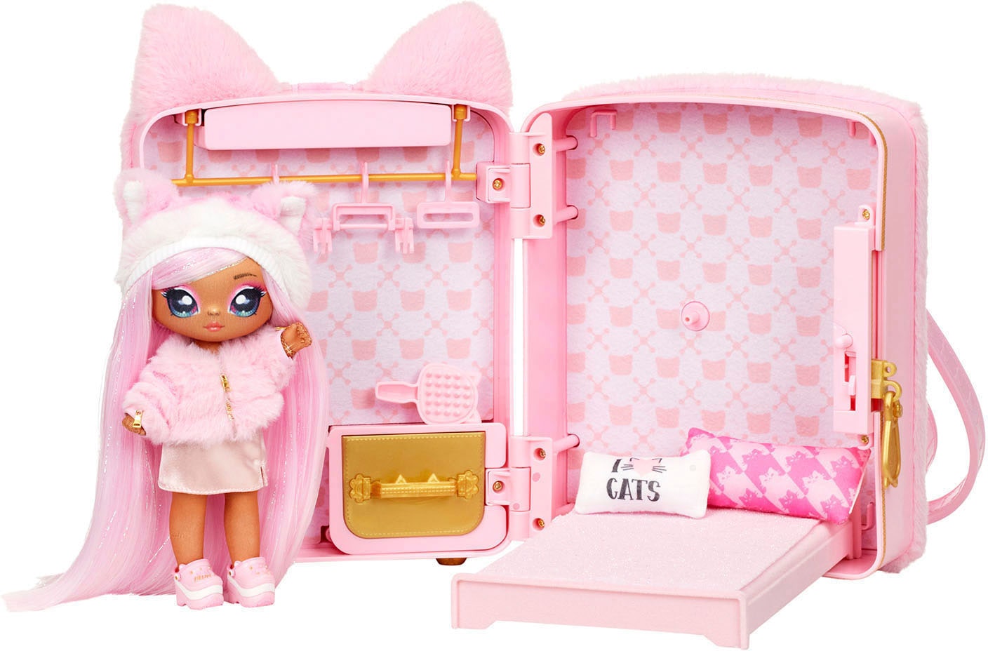 MGA ENTERTAINMENT Puppenmöbel »3in1 Backpack Bedroom Series 3 Playset - Pink Kitty«, Na!Na!Na! Surprise