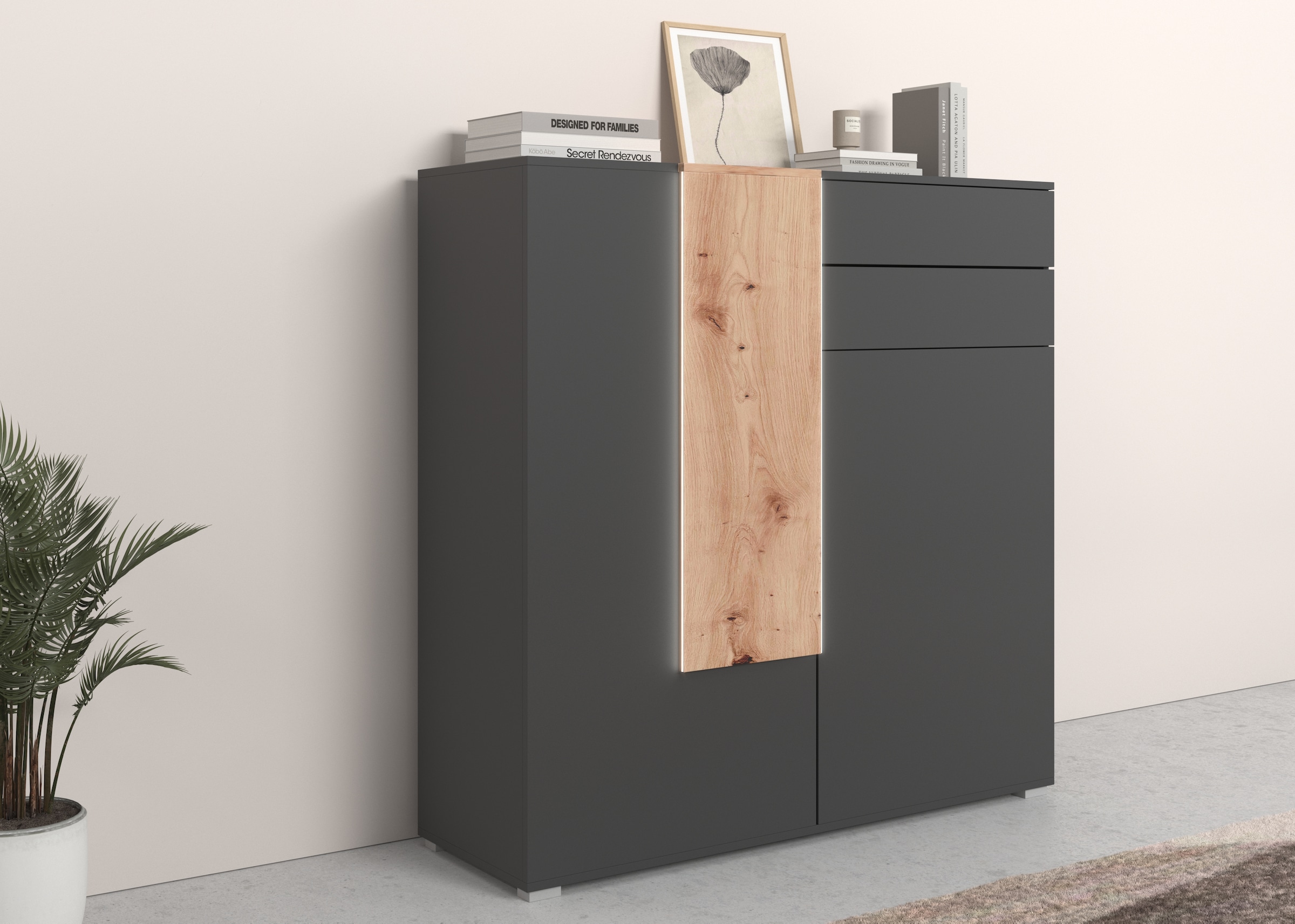 Highboard »Montana«, inkl. LED-Beleuchtung, mit Push-To-Open, Breite 120 cm