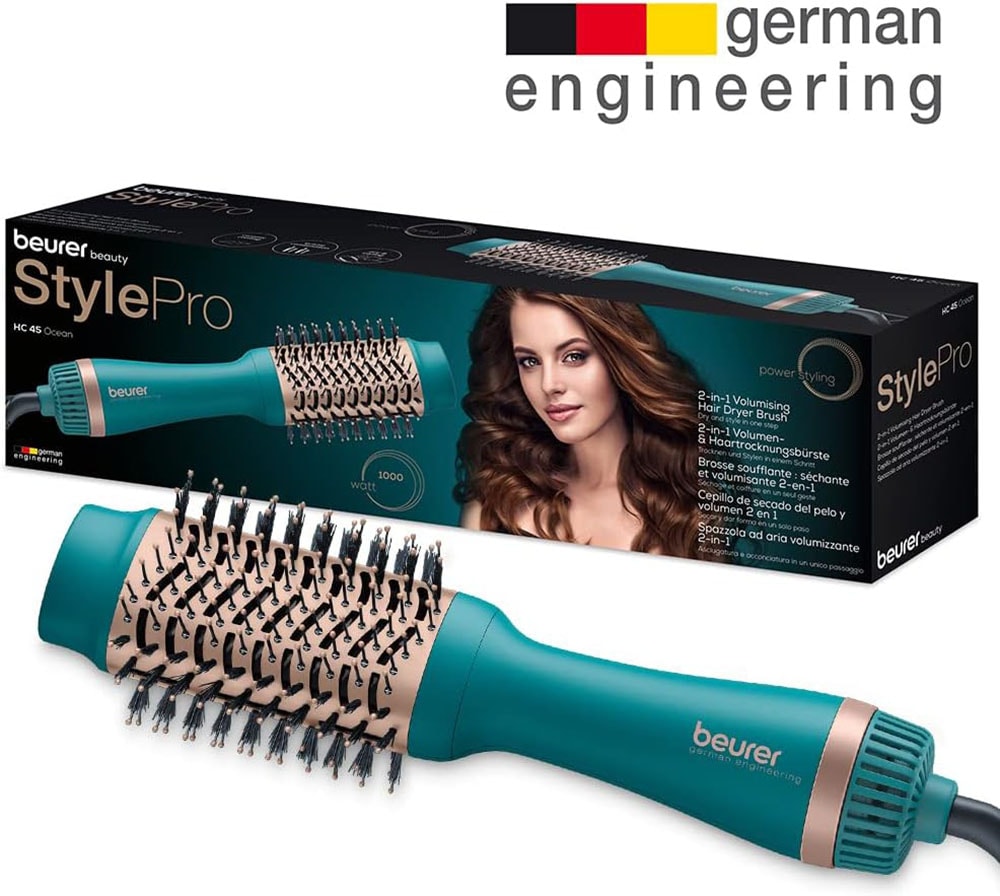 BEURER Warmluftbürste »HC 45 Ocean« 2-in-1 Volumen-& Haartrocknungsbürste, Keramik-Keratin Beschichtung