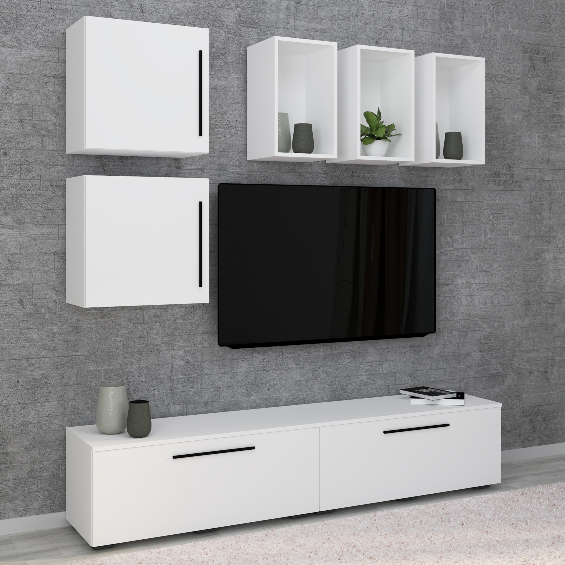 VCM TV-Board »VCM TV Möbel | Wohnwand mit ausreichend Stauraum | Anbauwand | Maße H. 200 x B. 190 x T. 40 cm | Fernseh Möbel ¿ Arila L«, (VCM Arila)