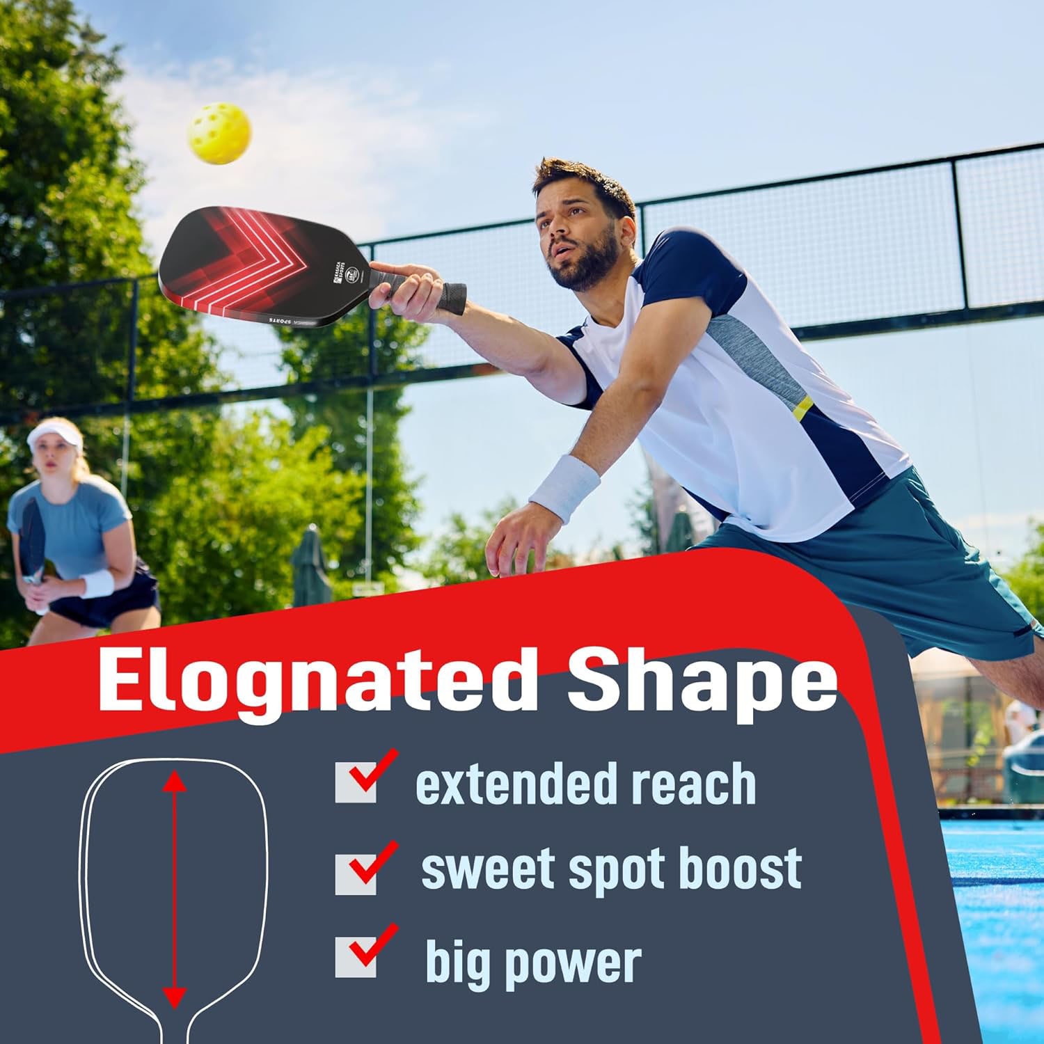 KASACA Pickleballschläger »Pickleball-Schläger Aero Spike Carbon«, (Set, 2 tlg., Schläger & Schutzhülle)
