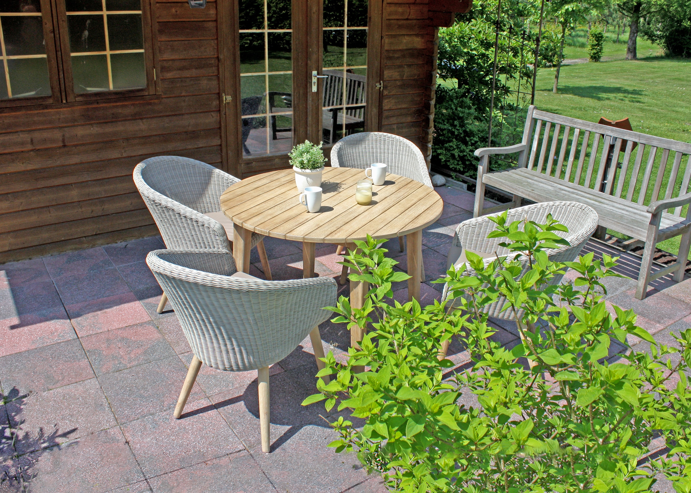 Garden Pleasure Garten-Essgruppe ", Tischgruppe "OAKLAND/ARVARDA Set 01"" Set, 4 Sessel, Tisch LxB: 200x100 cm, inkl Auflagen