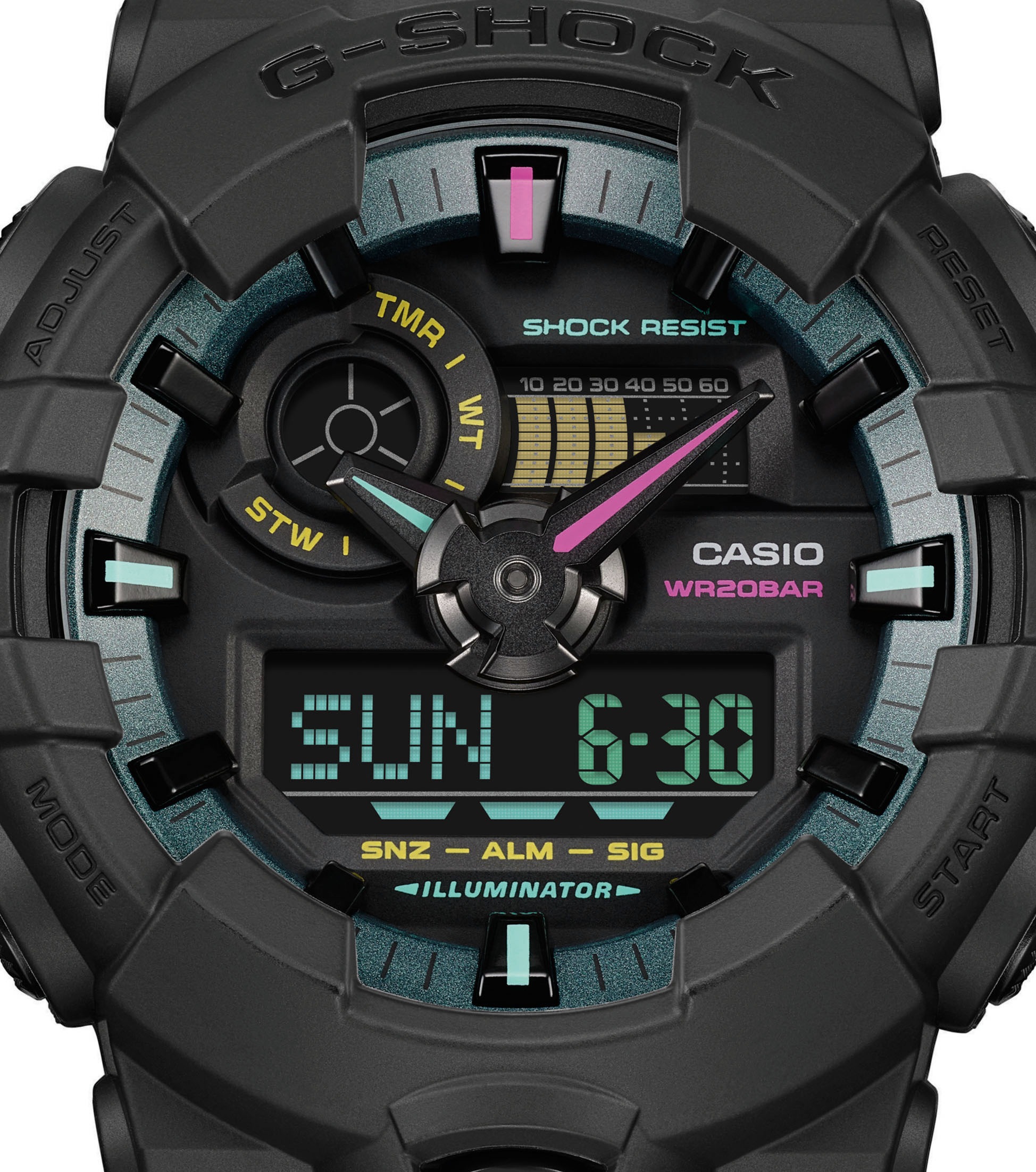 CASIO G-SHOCK Chronograph Quarzuhr,Armbanduhr, Herrenuhr,digital,bis 20bar wasserd. Resinarmband