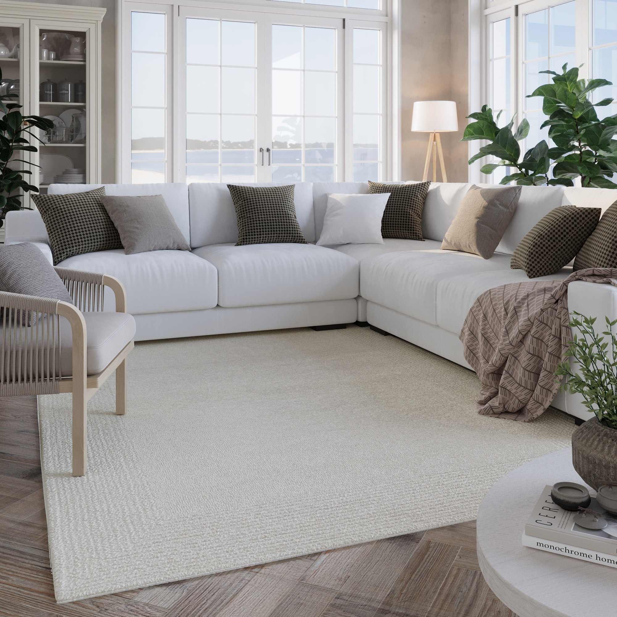 Wecon home Wollteppich »Hamptons TWENTYONE«, rechteckig, 15 mm Höhe, Läufer, Schurwolle, Kurzflor, Wohnzimmer, Schlafzimmer, Bordüre