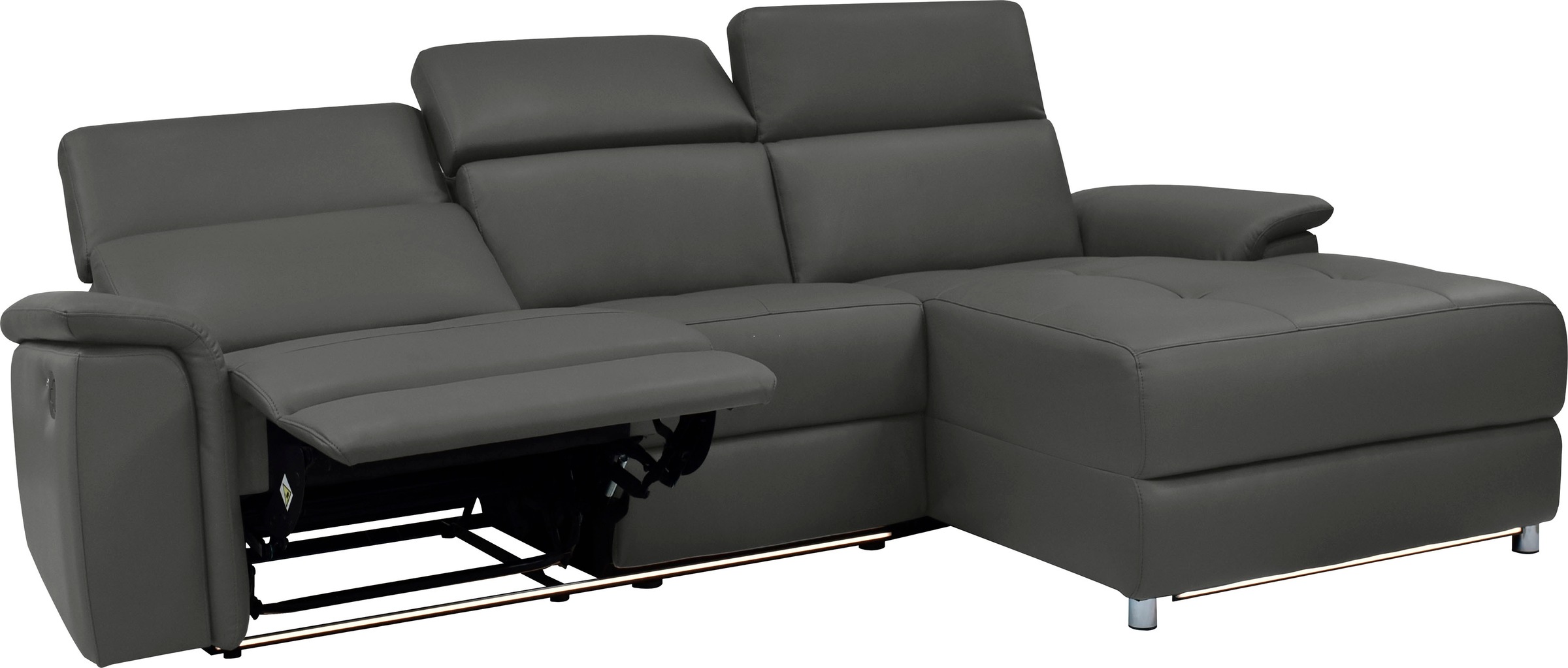 Places of Style Ecksofa »Pareli, L-Form, 259cm,m. Recamiere, Echtleder, Kunstleder, Webstoff«, man. o. elektr. Relaxfunktion, USB/Kopfteilverstellg u. LED