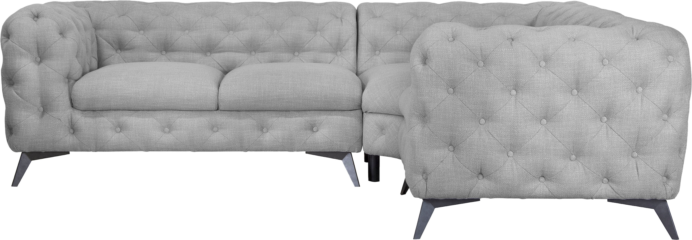 Home affaire Chesterfield-Sofa »Ecksofa GLYNIS L-Form mit Wellenunterfederung, Maße B/T/H 264/264/75cm« aufwändige Knopfheftung, moderne Chesterfield Optik, Fußfarbe wählbar