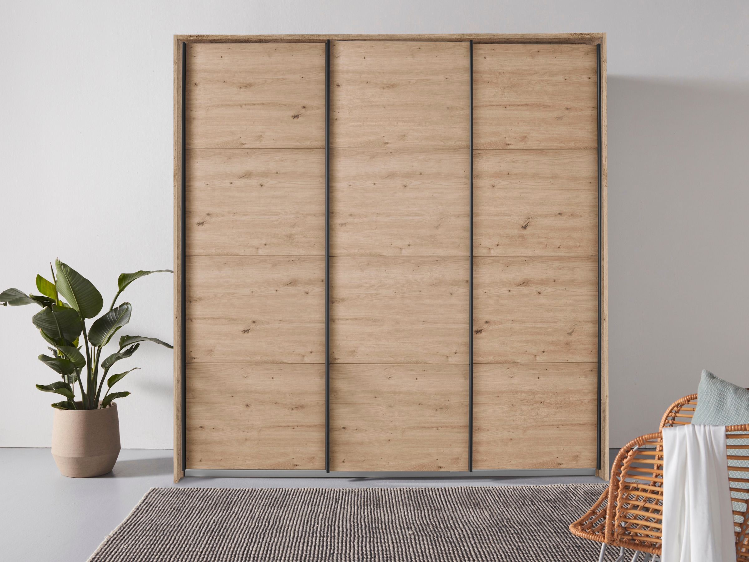 rauch Schwebetürenschrank »Kleiderschrank Schrank Garderobe OTELI inkl. 3 Innenschubladen« Breiten 211/278/323/368 cm Höhen 214/233 cm,  inkl. Passepartout optional mit Beleuchtung