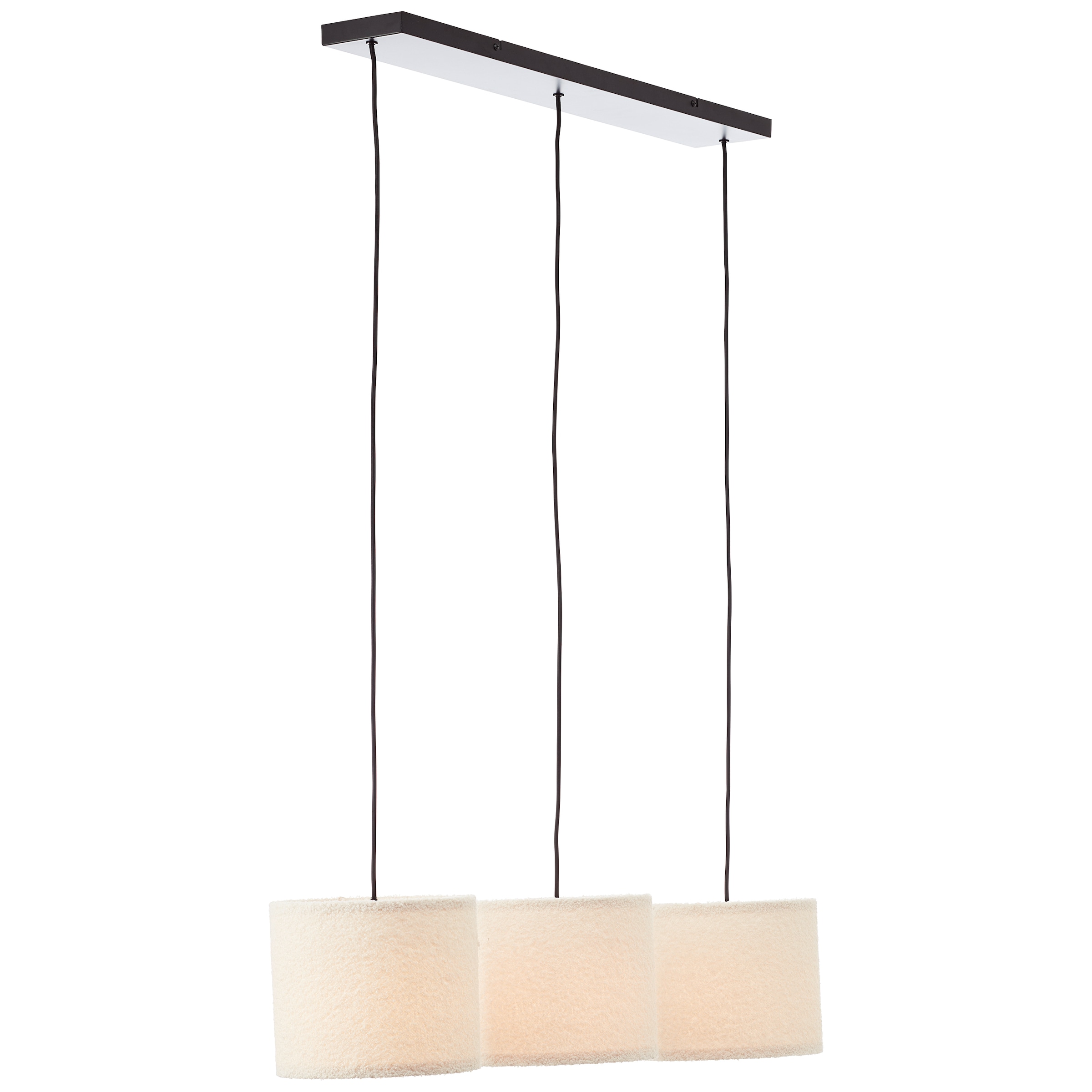 Brilliant Pendelleuchte »Teddy«, 3 flammig, Leuchtmittel E27 | ohne Leuchtmittel, flauschiger Teddystoff, 150 x 94 x 23 cm, E27, kürzbar, Textil, beige