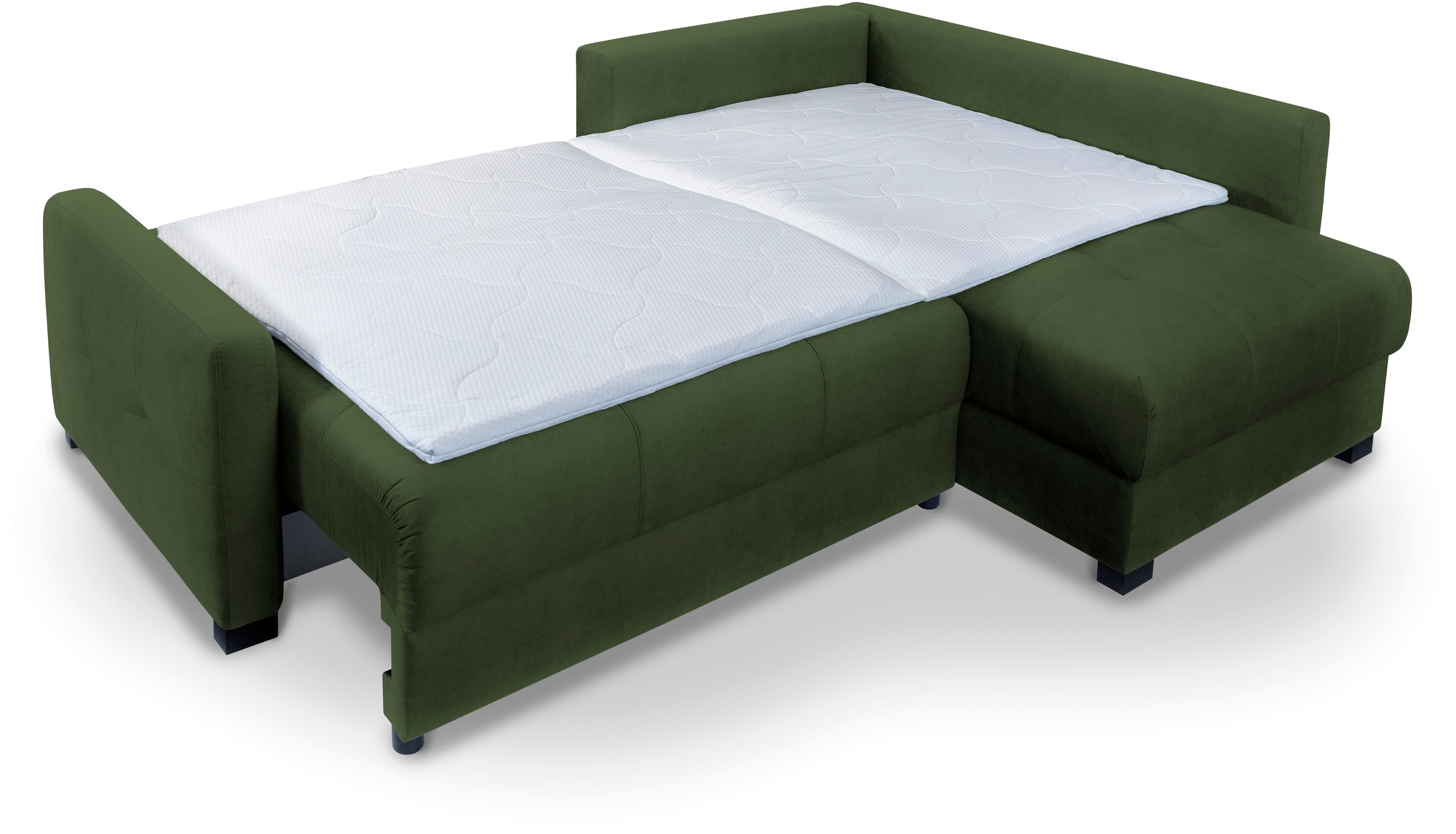 exxpo - sofa fashion Ecksofa »Chester, Boxspring Federkern-Polsterung für bequemeren Sitzkomfort«, L-Form, schmale Armlehnen, Bettfunktion u. Bettkasten