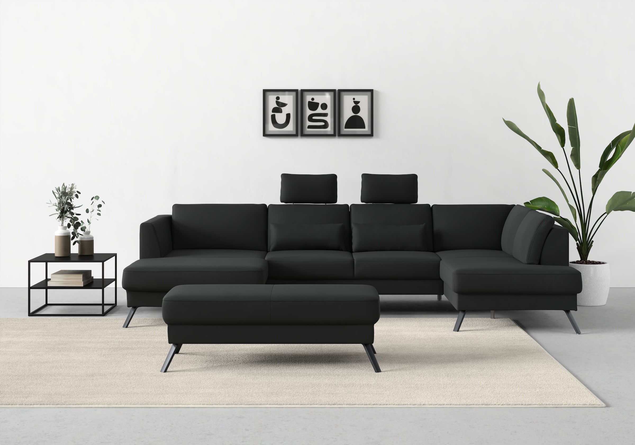 sit&more Wohnlandschaft »Lindholm U-Form« mit Sitztiefenverstellung und Federkern