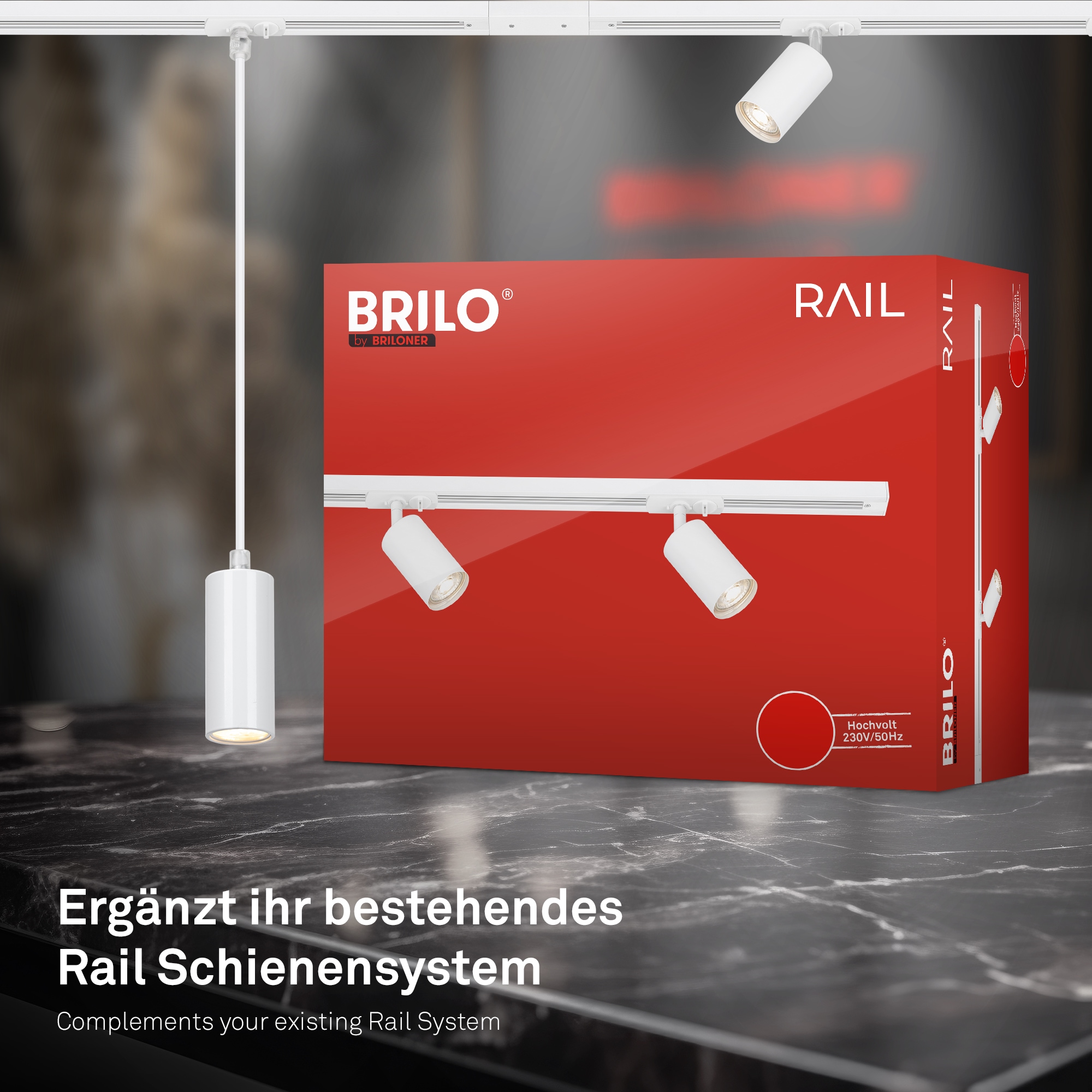 Briloner Leuchten Schienensystem-Leuchten »RAIL« GU10 1 Stk. Spotlight 138mm Weiß max.9W Schienensystem Rail Wohnzimmer Büro Küche