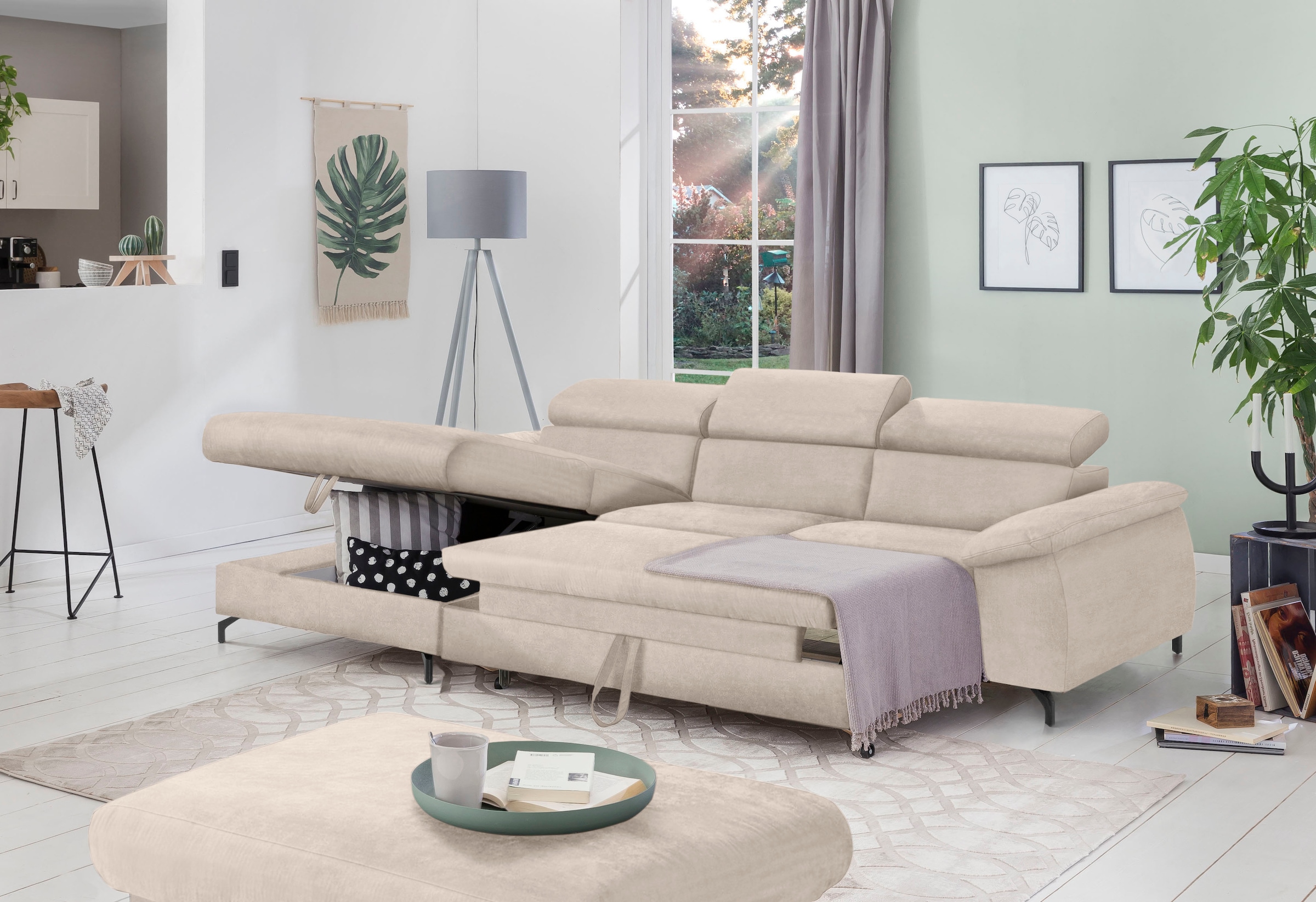 COTTA Ecksofa »Kitty L-Form«, mit Kopfteilverstellung, wahlweise mit Bettfunktion & Bettkasten