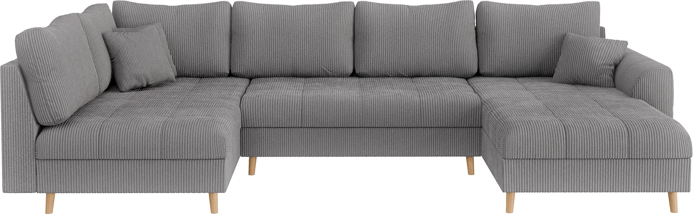 Home affaire Wohnlandschaft »CHARRE U-Form mit Ottomane, Maße B/T/H: 310/161/81 cm«, feine Steppung, lose Rücken- und Zierkissen, auch in Cord und Bouclé
