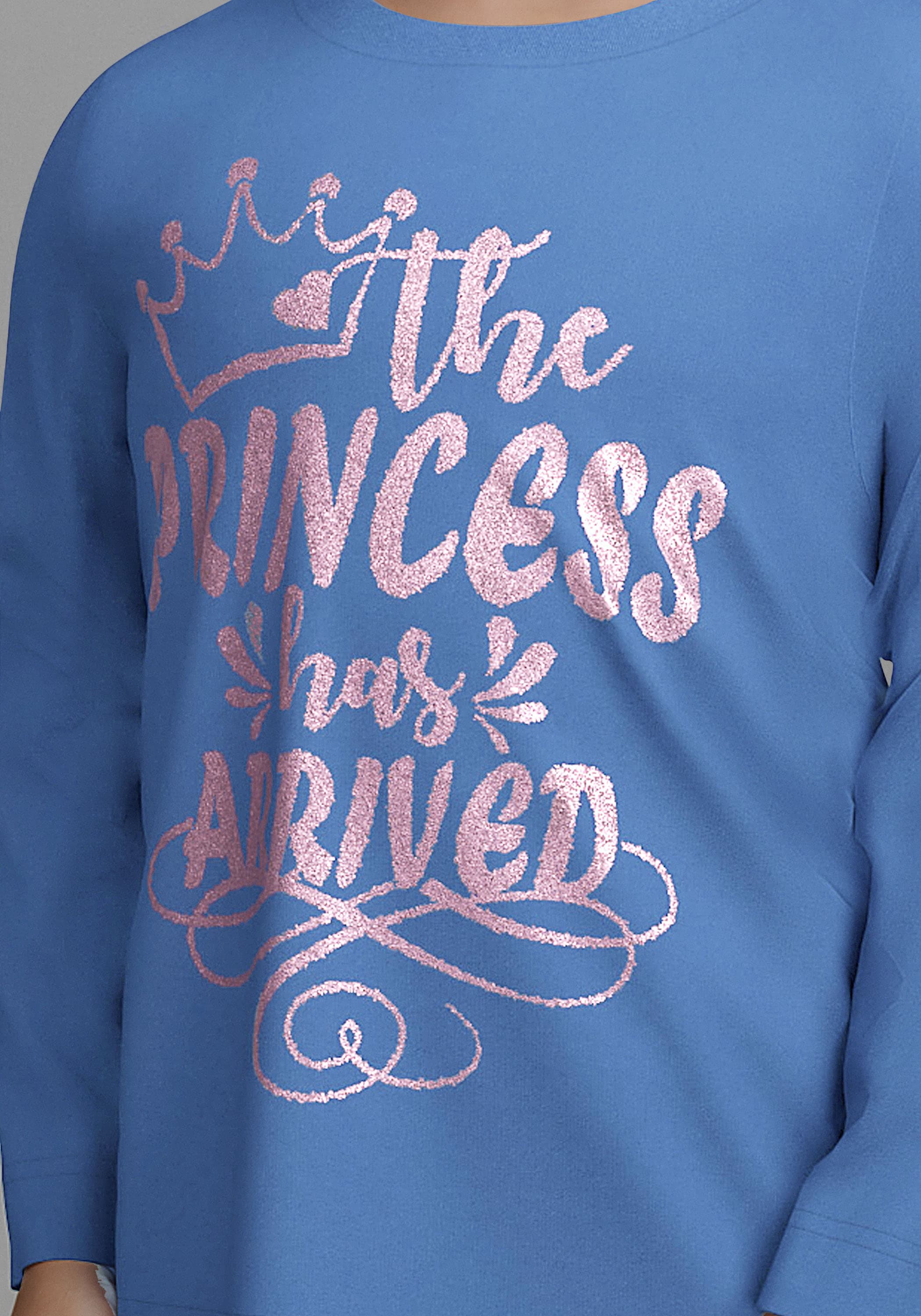 KIDSWORLD Langarmshirt »mit Glitzerprint: PRINCESS HAS ARRIVED« Sprücheshirt, Glitzershirt für kleine Prinzessinnen