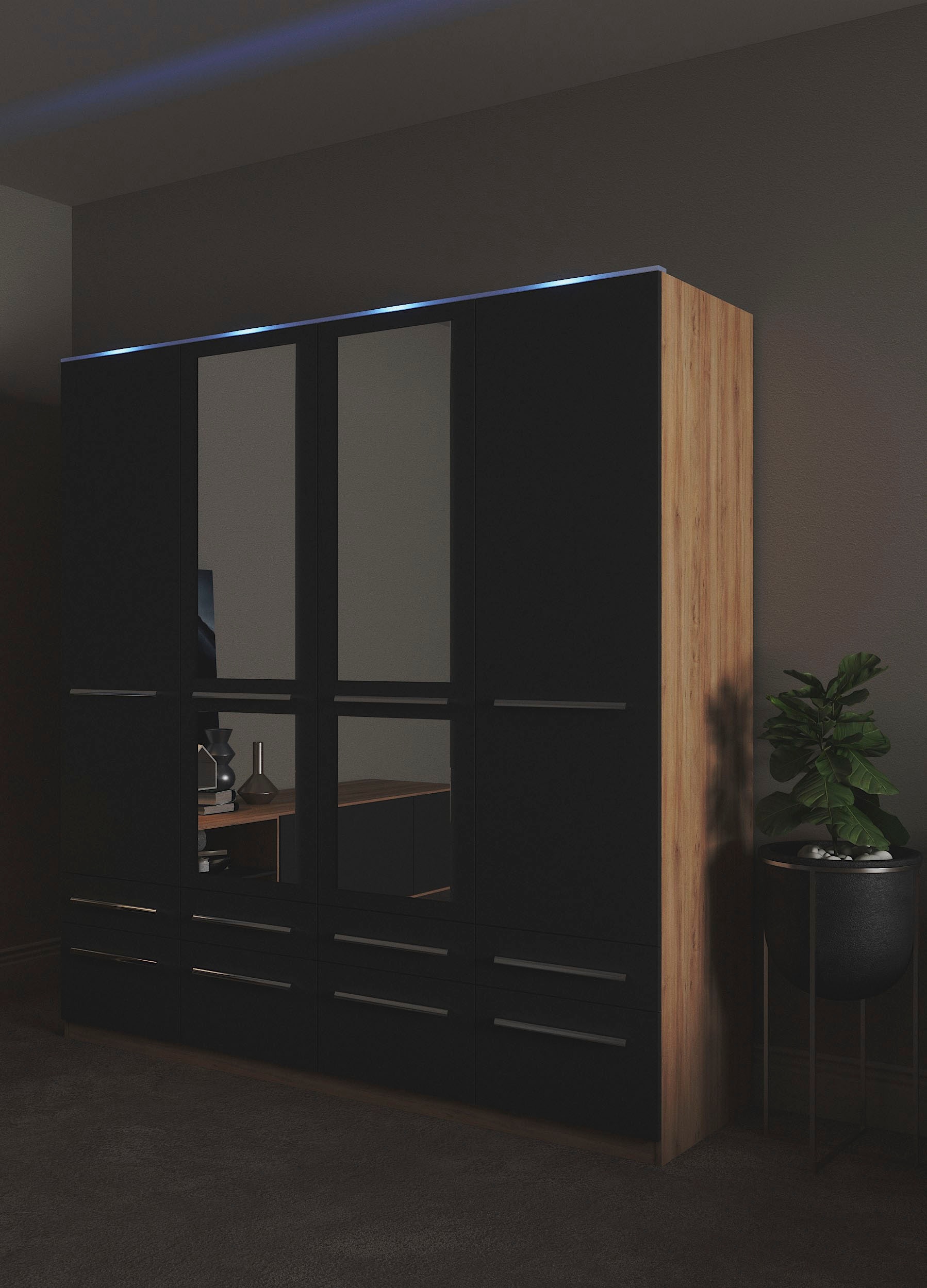 priess Kleiderschrank »Schrank Garderobe Wäscheschrank Barcelona in 5 Breiten«, viel Stauraum, geräumige Schubkästen, mit Spiegel, MADE IN GERMANY