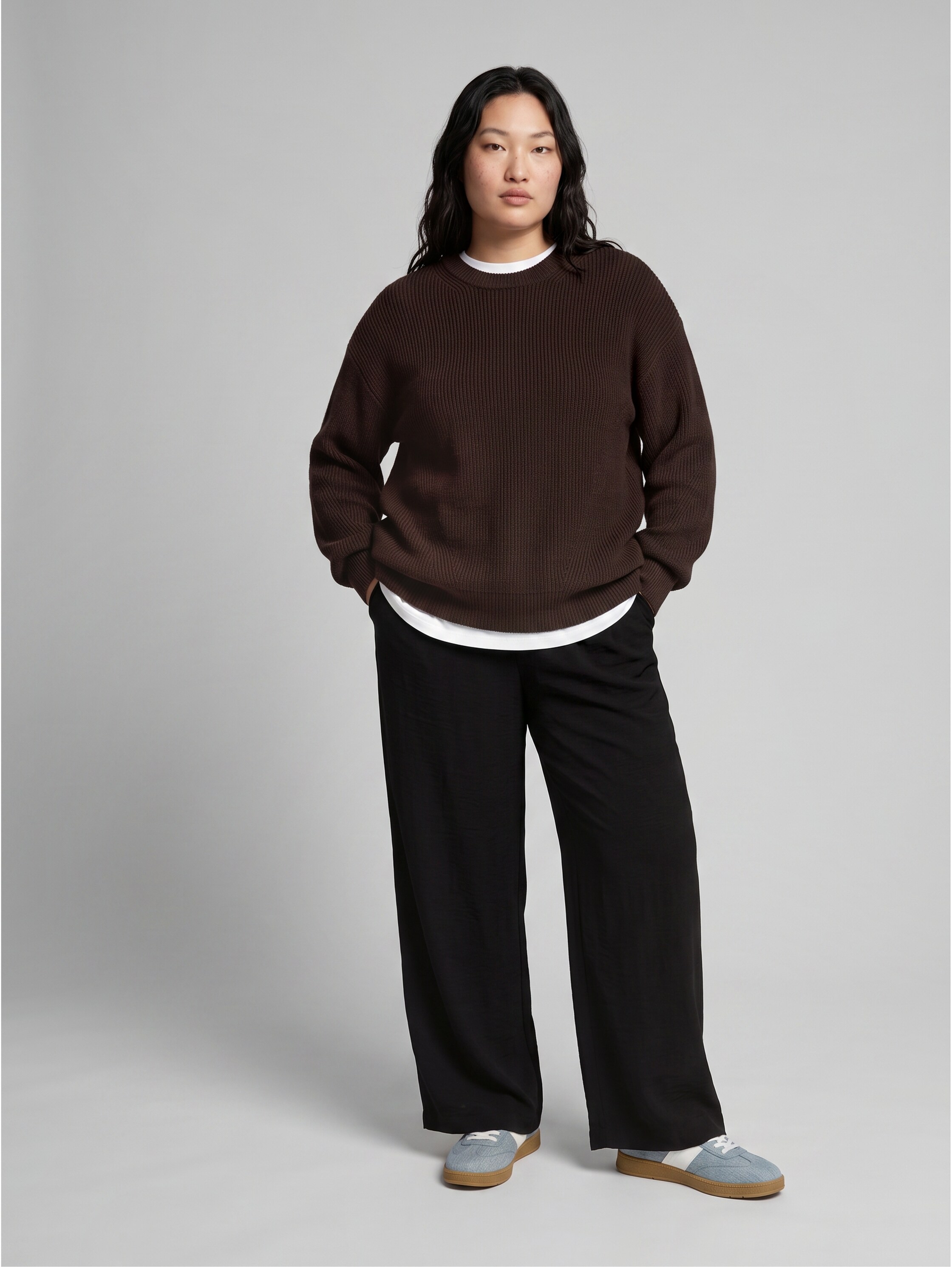 TOM TAILOR PLUS Strickpullover Langarmpullover mit Rundhals / Viskosemix