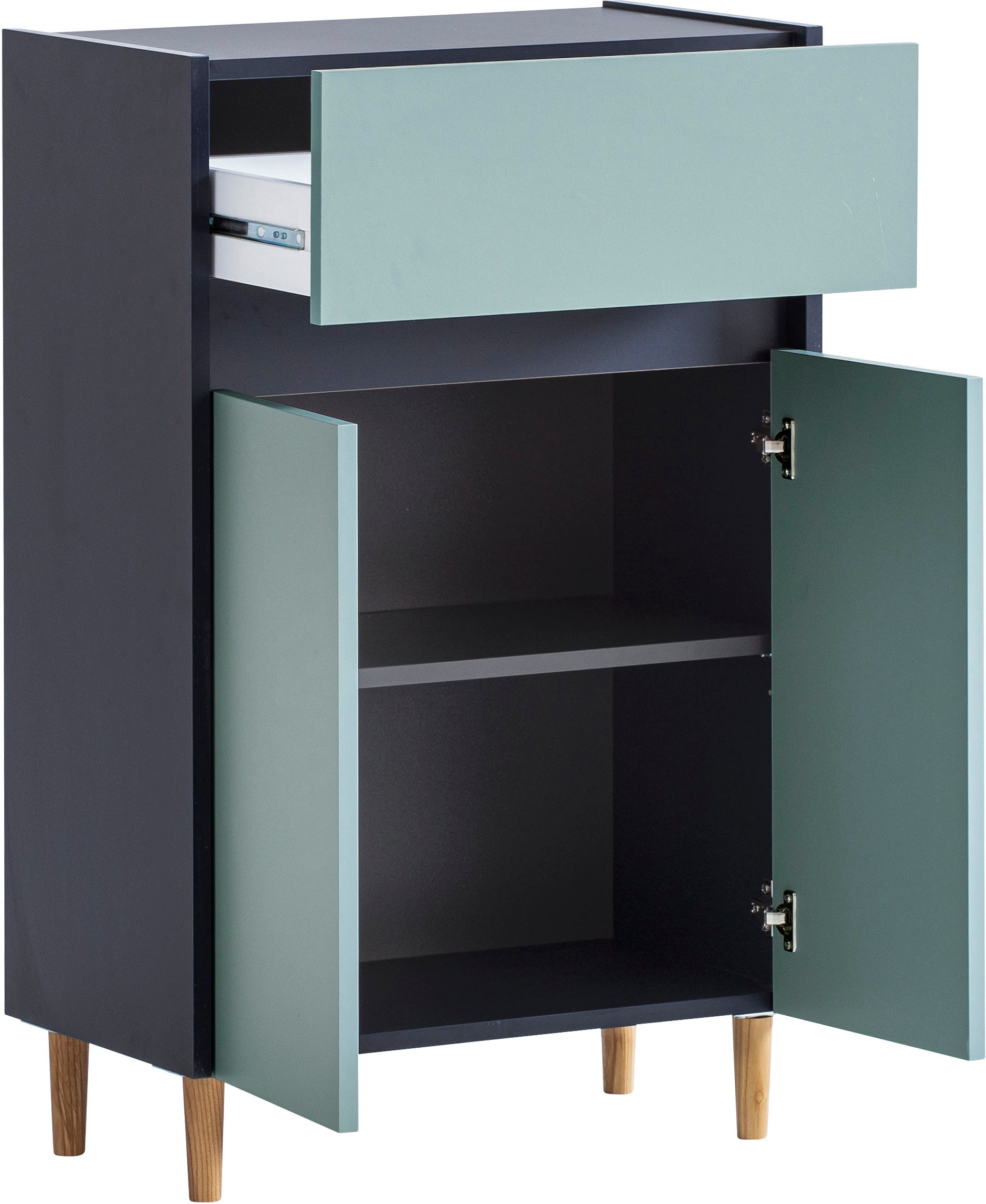 welltime Unterschrank »Lovis, Breite 56 cm« Metallbeschläge, Möbelfüße aus Massivholz