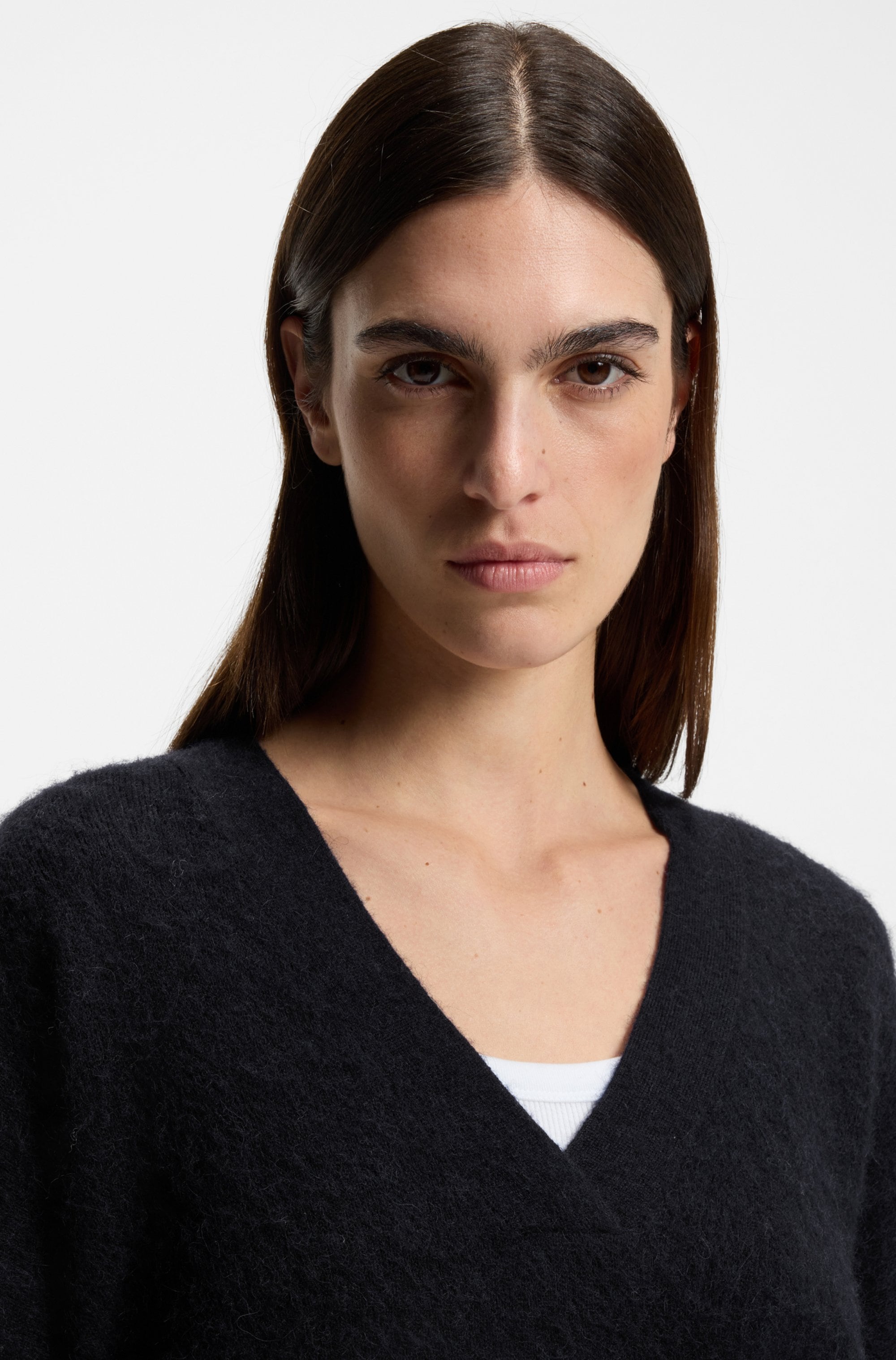 BOSS ORANGE Strickpullover »Fiti Premium Damenmode« mit V-Ausschnitt