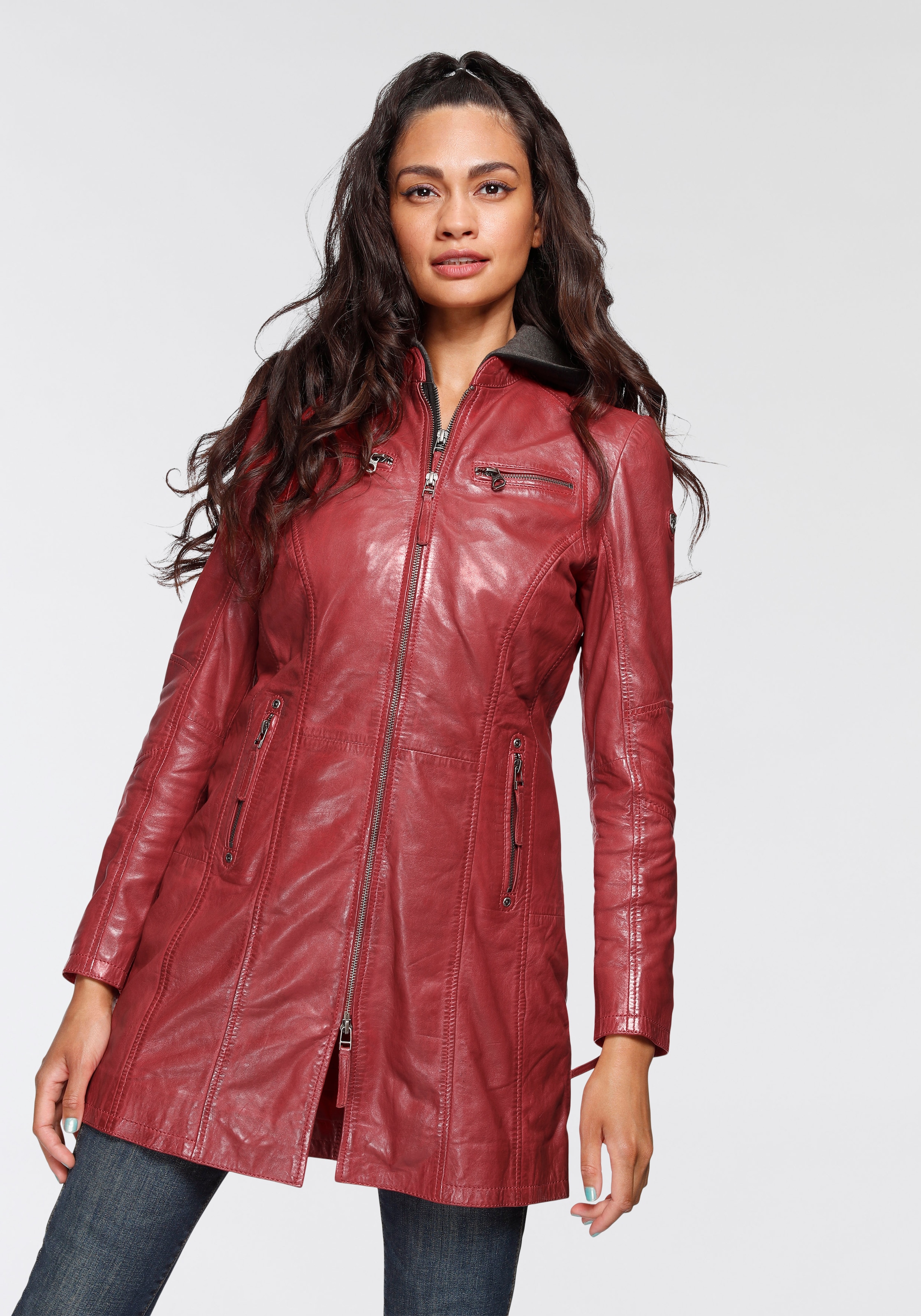 Mauritius Ledermantel »Bente«, 2-in-1-Lederjacke mit abnehmbarem Kapuzen-Inlay aus Jerseyqualität