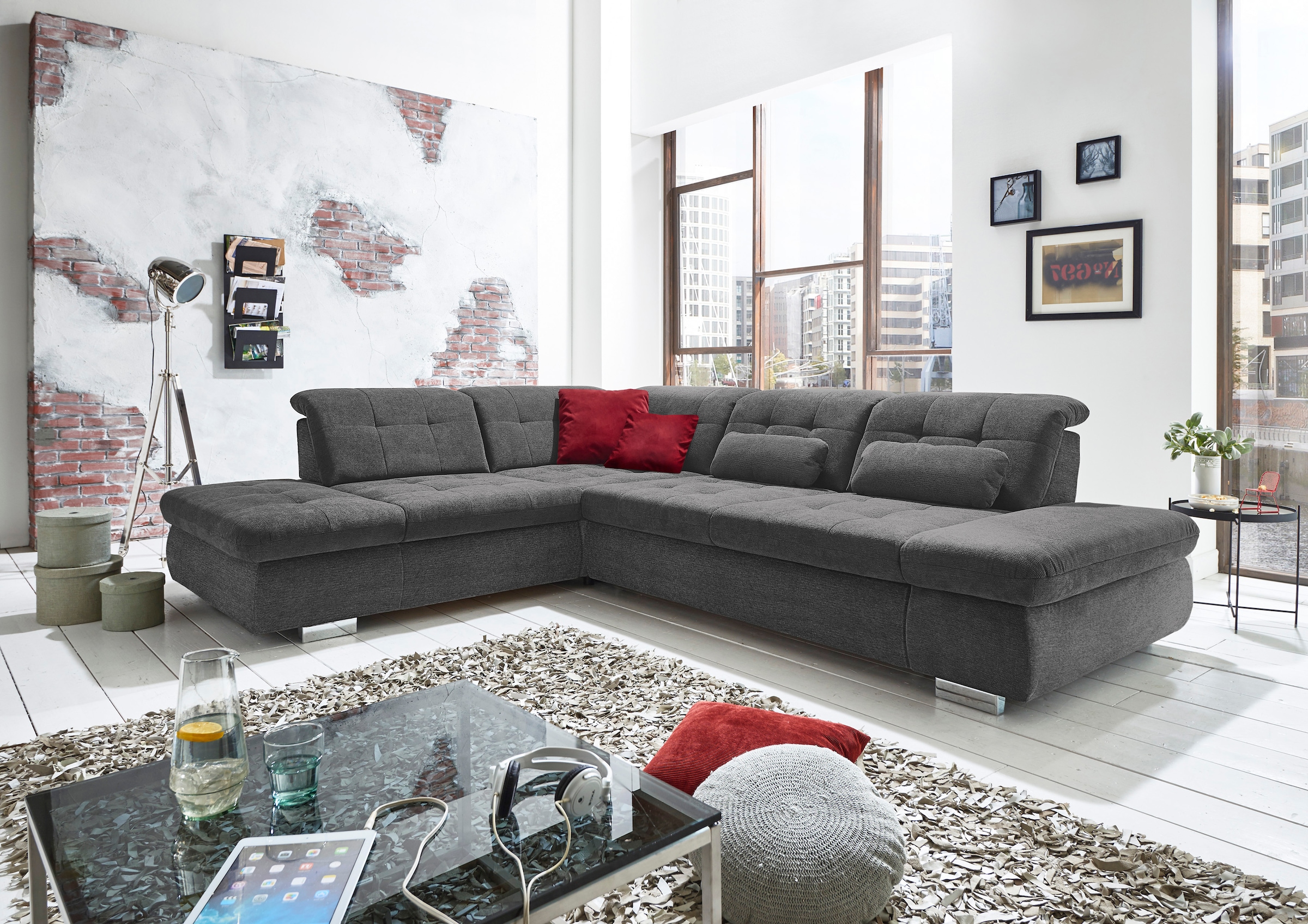 Die PlanBar Ecksofa »MP-IN17004 L-Form, Breite 323 cm, wahlweise weitere Funktionen« Kaltschaum-Polsterung, inkl. Sitztiefenverstellung