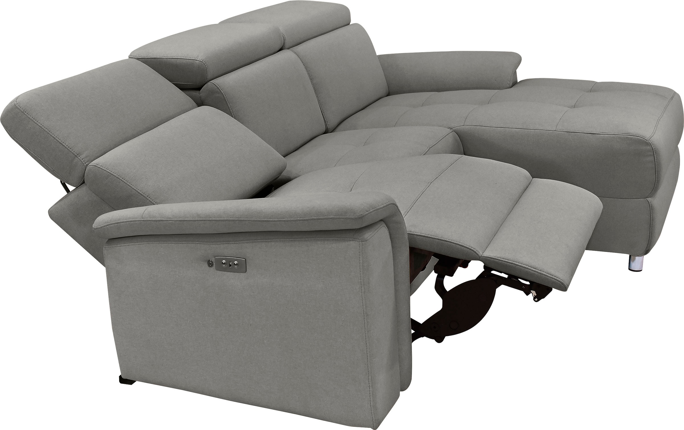 Places of Style Ecksofa »Pareli, L-Form, 259cm,m. Recamiere, Echtleder, Kunstleder, Webstoff«, man. o. elektr. Relaxfunktion, USB/Kopfteilverstellg u. LED