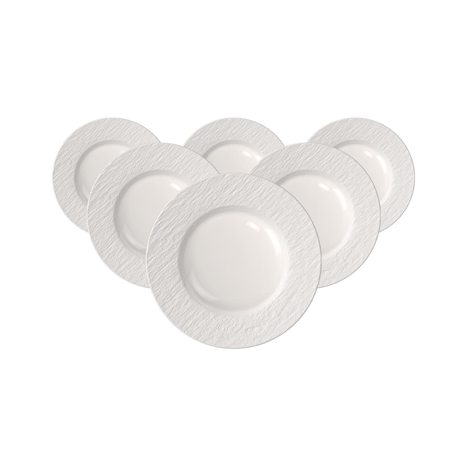 Villeroy & Boch Dessertteller "Manufacture Ice 6 Stück" Eleganter Kuchenteller aus weissem Porzellan