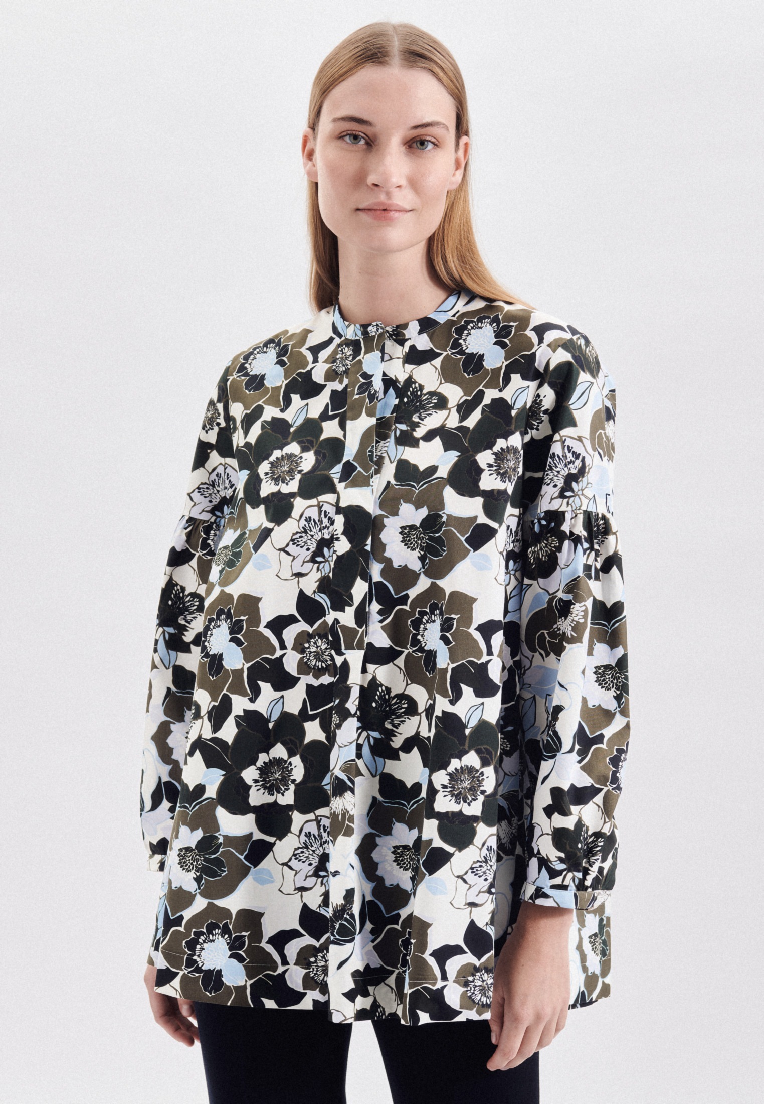 seidensticker Klassische Bluse »Schwarze Rose« Langarm Rundhals Floral