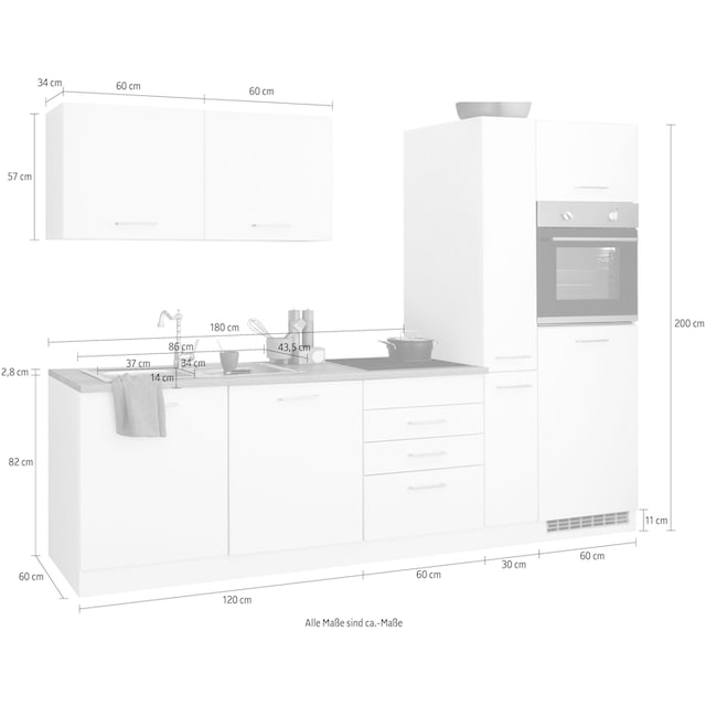 HELD MÖBEL Küchenzeile »Visby«, ohne E-Geräte, Breite 270 cm für  Kühlschrank bequem kaufen