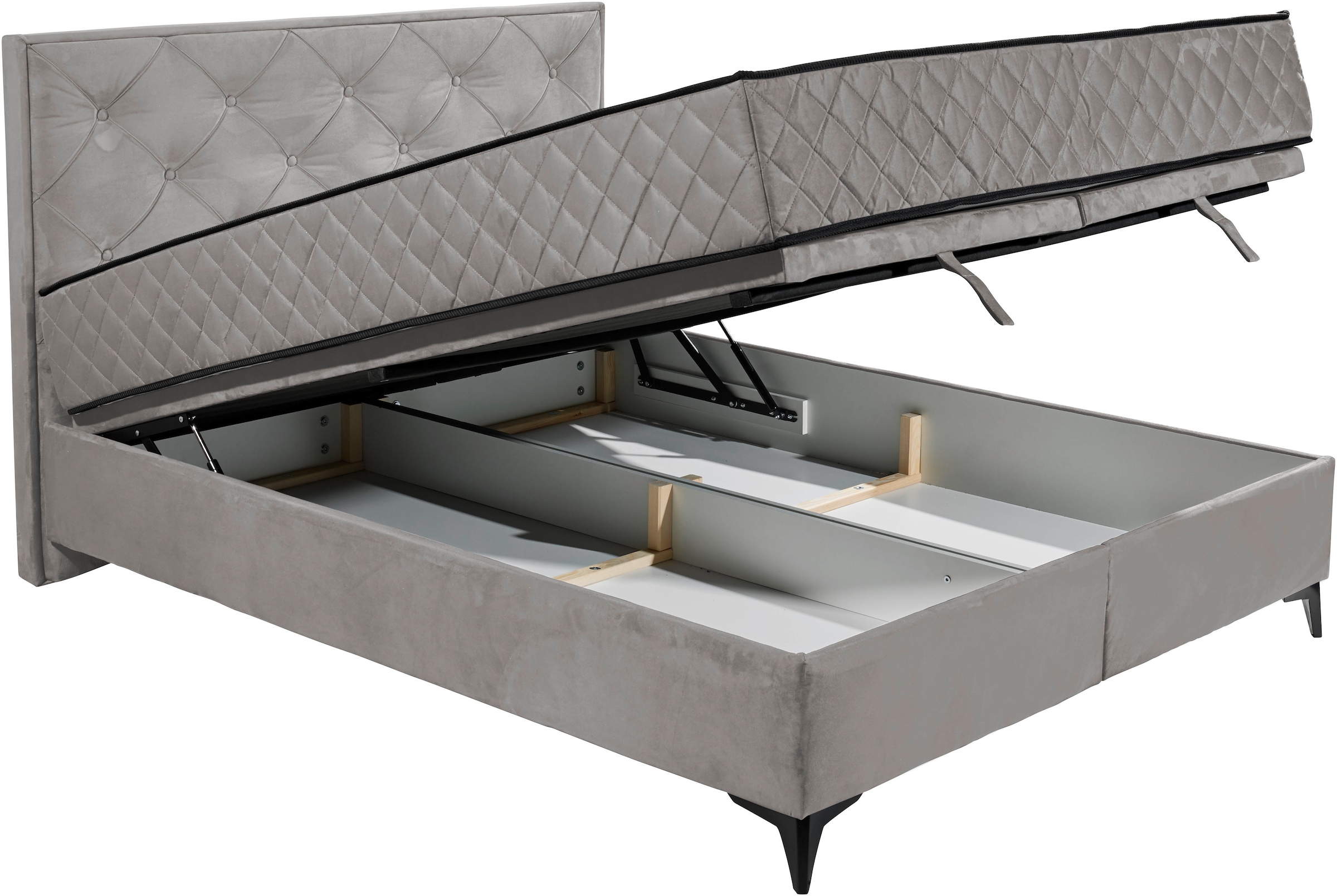 ED EXCITING DESIGN Boxbett »Monroe inkl. Bettkasten, erhältlich in den Breiten 160cm & 180cm«, Duo-Matratze - feste Seite mit Kokosmatte