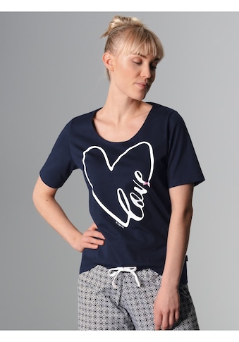 Pyjamaoberteil »TRIGEMA T-Shirt mit großem Herz-Motiv«, (1 tlg.)