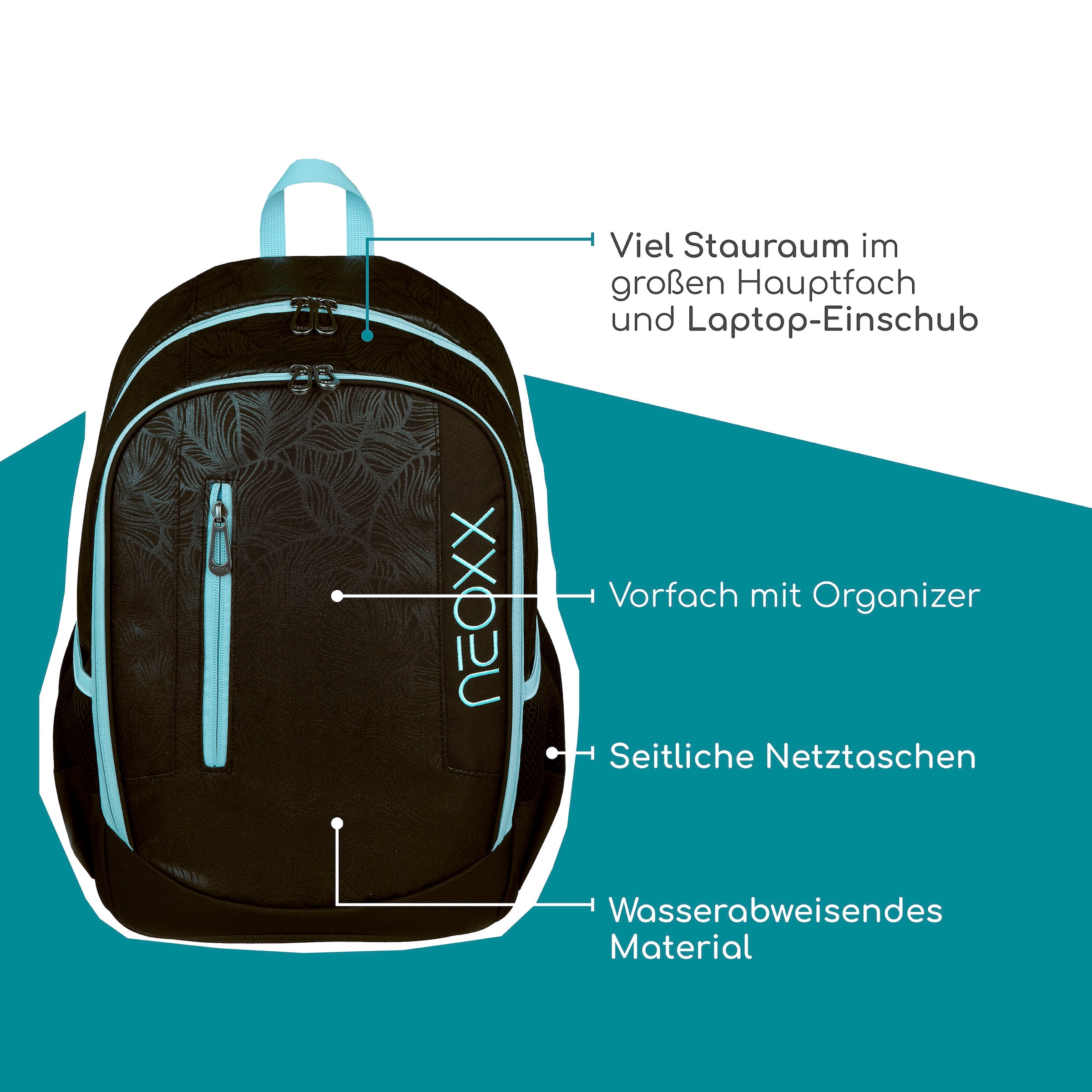 neoxx Schulrucksack »Flow, Queen of Nite«, teilweise aus recyceltem Material