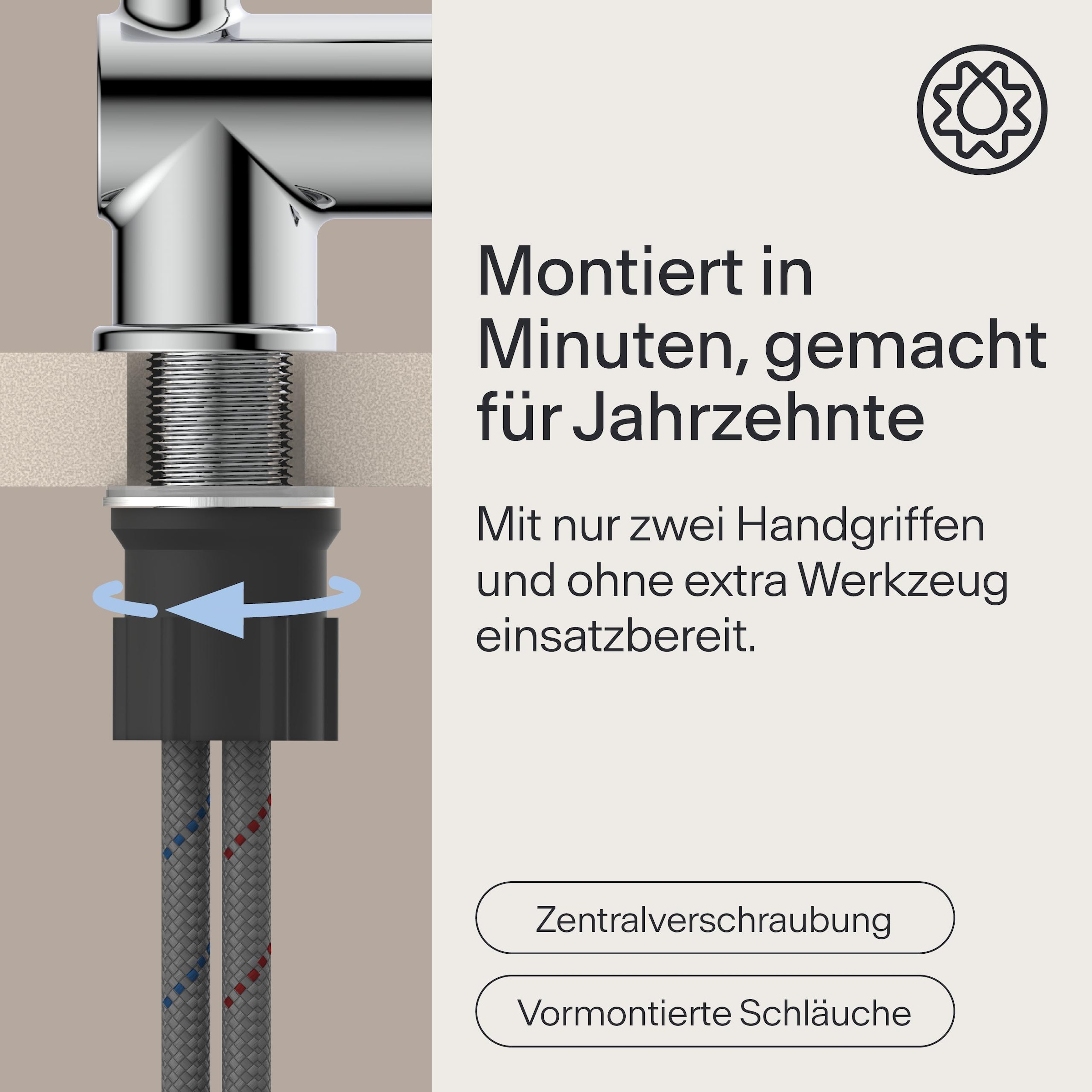 WASSERWERK Spültischarmatur »WK 4, Wasserhahn, Küche, Einhebelmischer« 360° schwenkbar, Cold-Start-Funkt., geräuscharm