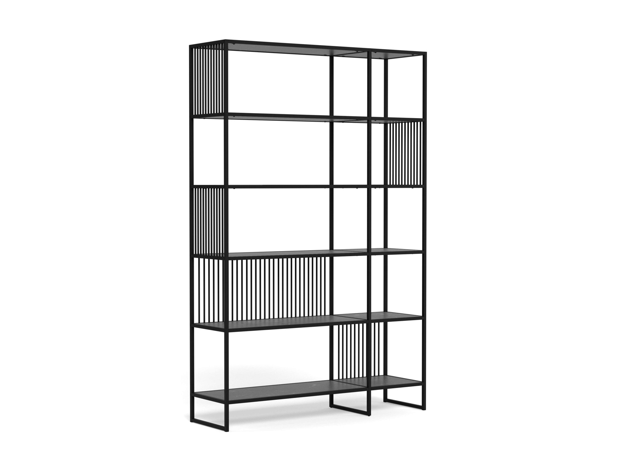 ACTONA GROUP Bücherregal »Strington, Regal, Raumteiler, Standregal« (B/T/H: 120/35/185 cm),  schwarzer Stahlrahmen, 5 Regale, Marmoroptik, FSC™