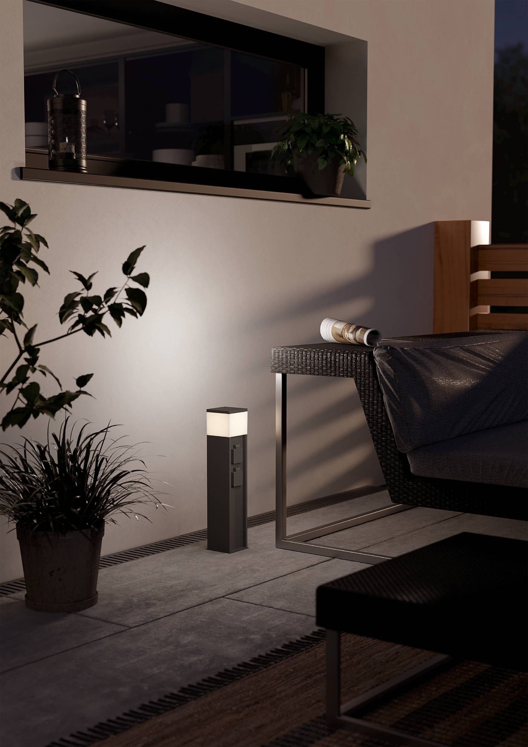 EGLO Gartensteckdose »Park 5 Außenlampe, Gartensteckdose, Stromverteiler außen, IP54, Lampe« 1 Stk. tlg. L10 x B10 x H50 cm, 1X25W exkl. 220-240V / 16A / max. 3520W