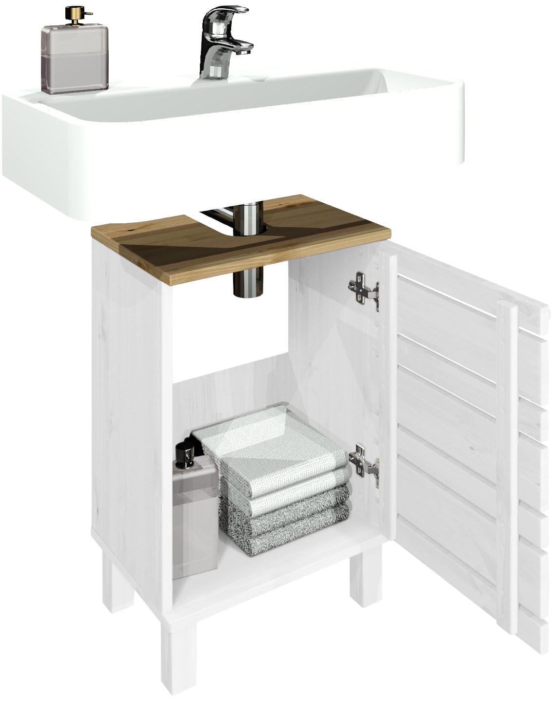 Home affaire Waschbeckenunterschrank »JOSIE«, Breite 40 cm, aus Massivholz, Metallgriff, 1 Tür