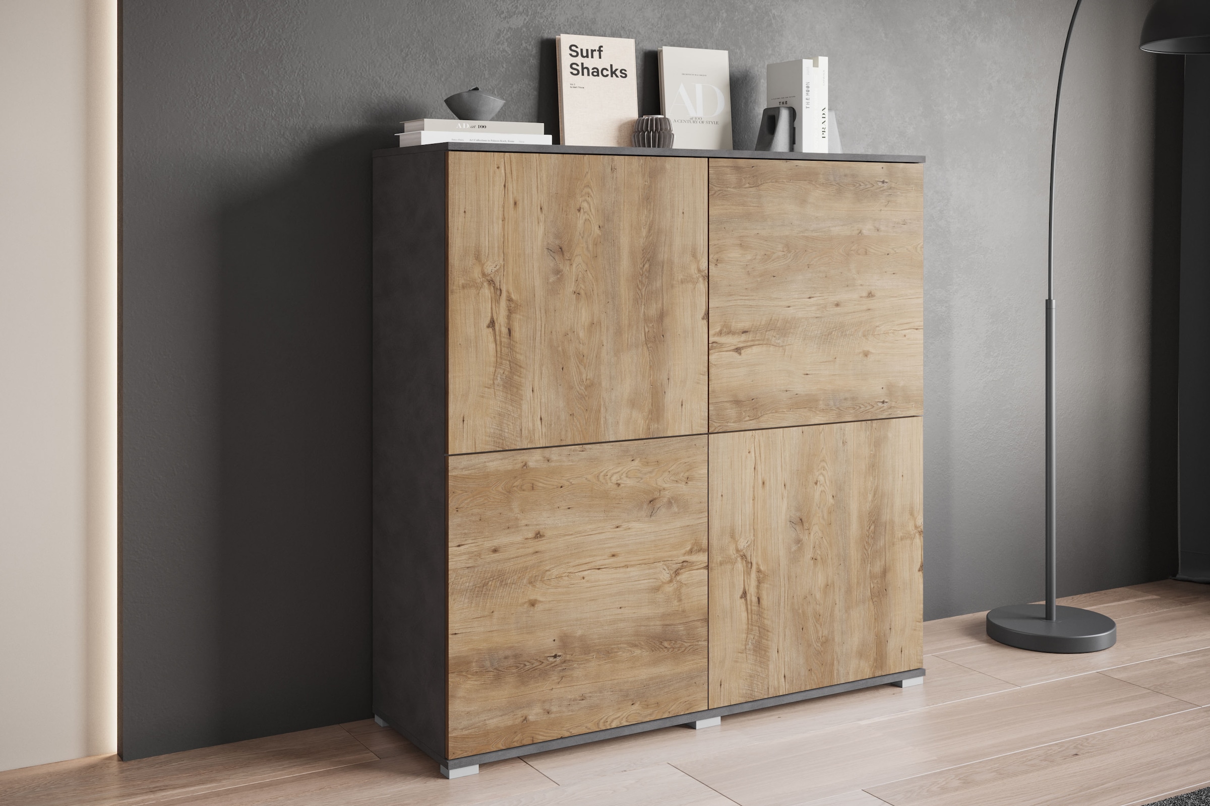 INOSIGN Highboard »Kenia, moderne grifflose Hochkommode mit 4 Türen, Breite 120 cm« 1 Stk. tlg. Push-to-Open-Fronten, höhenverstellbaren Einlegeböden