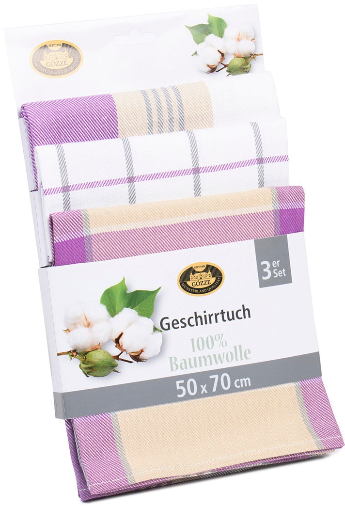 Gözze Geschirrtuch »Geschirrtücher, Des. 60058«, (Set, 3 tlg.), Maß: 50 x 70 cm, Set: 2x kariert und 1x gestreift