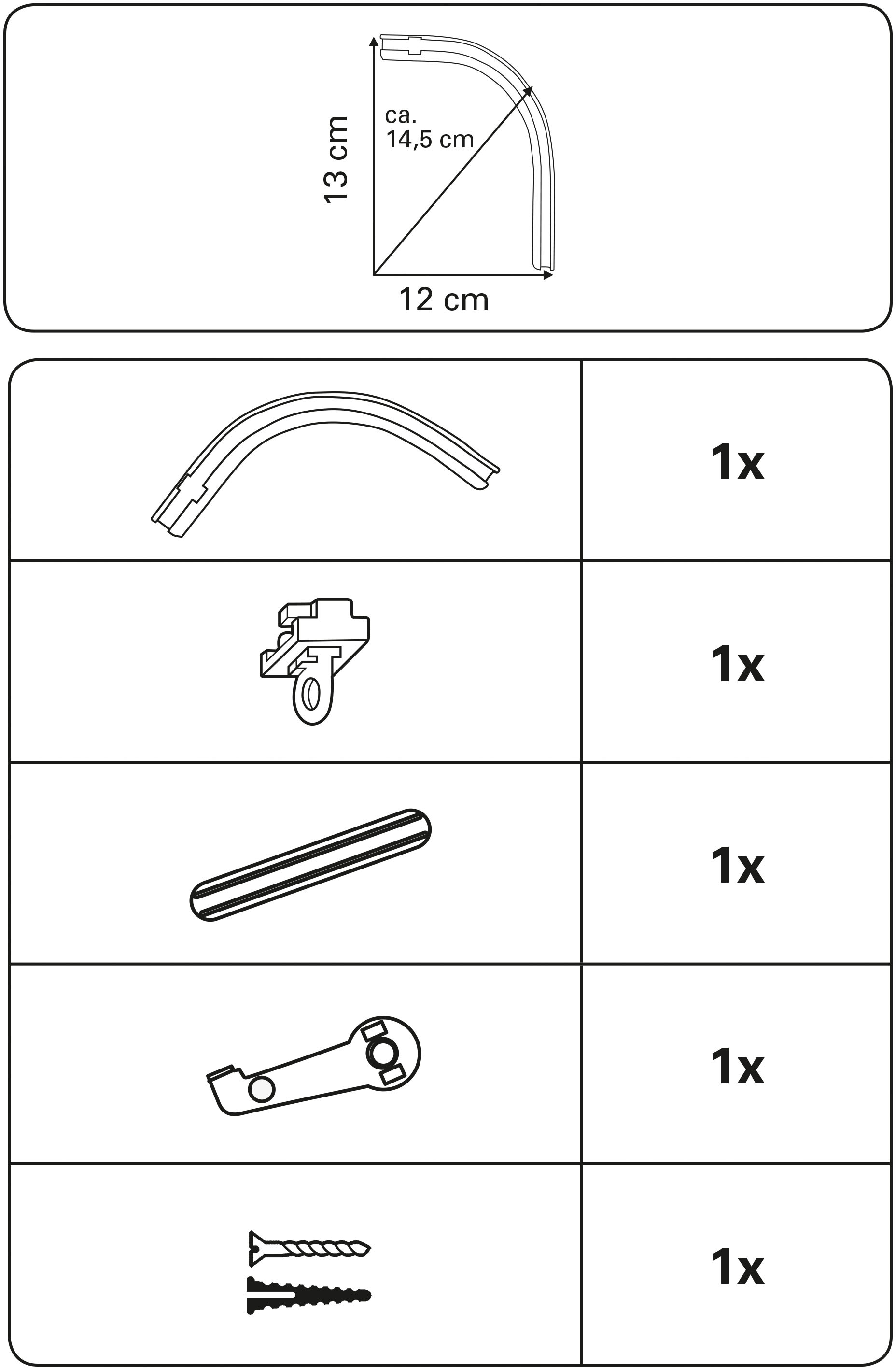GARDINIA Gardinenschiene »Rundbogen«, 1 läufig-läufig, Fixmaß, für Aluminiumschiene 13 mm