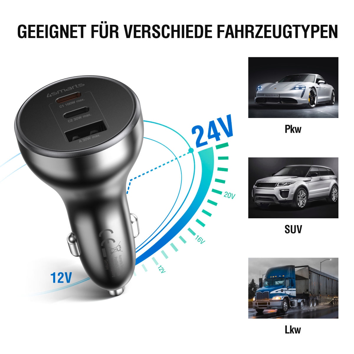 4smarts USB-Ladegerät »VoltRoad Ultimate 160W 2x USB-C, 1x USB-A«