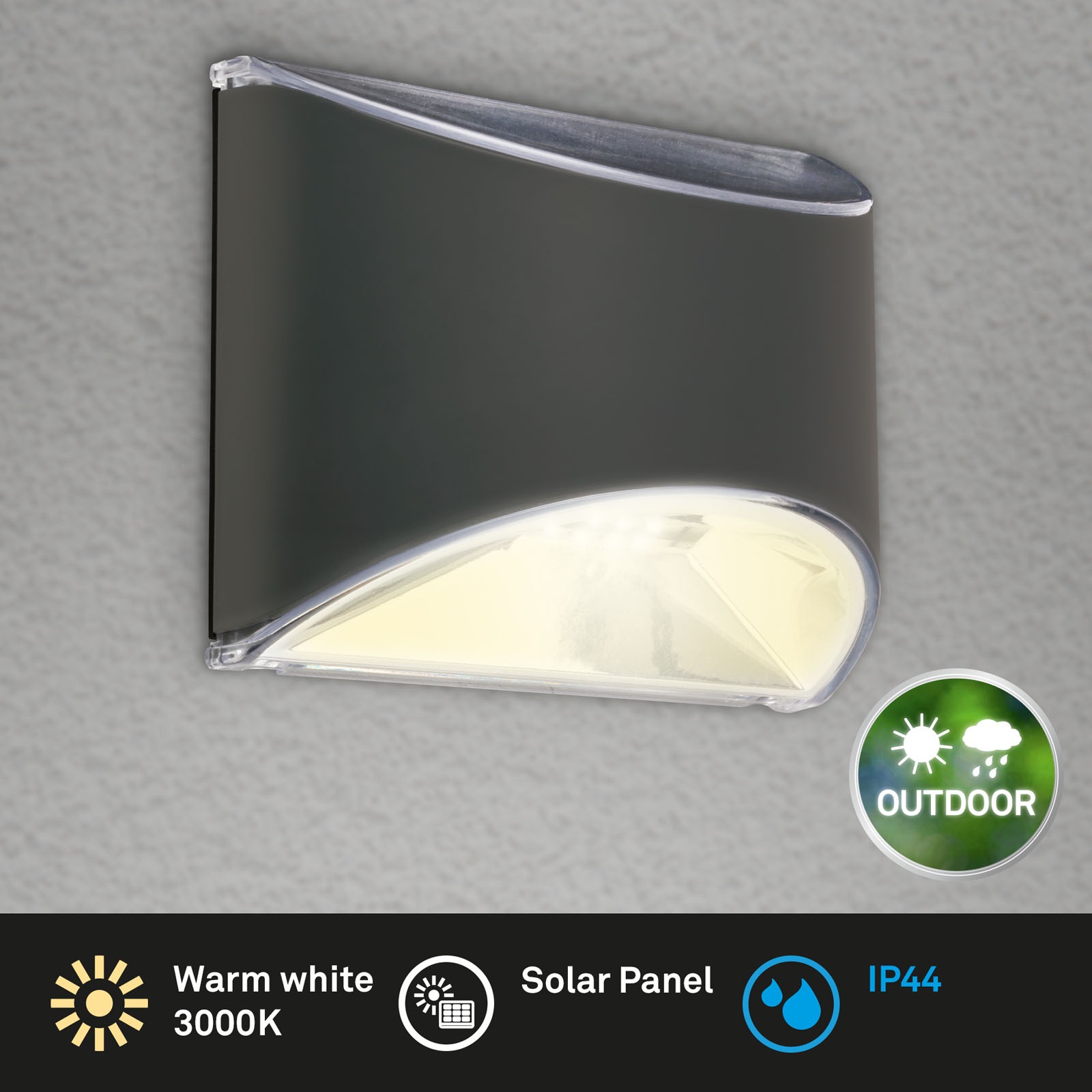 Briloner Leuchten LED Wandleuchte »LED Wand-Solarleuchte, anthrazit, 4xLED«, Leuchtmittel LED-Modul | LED fest integriert