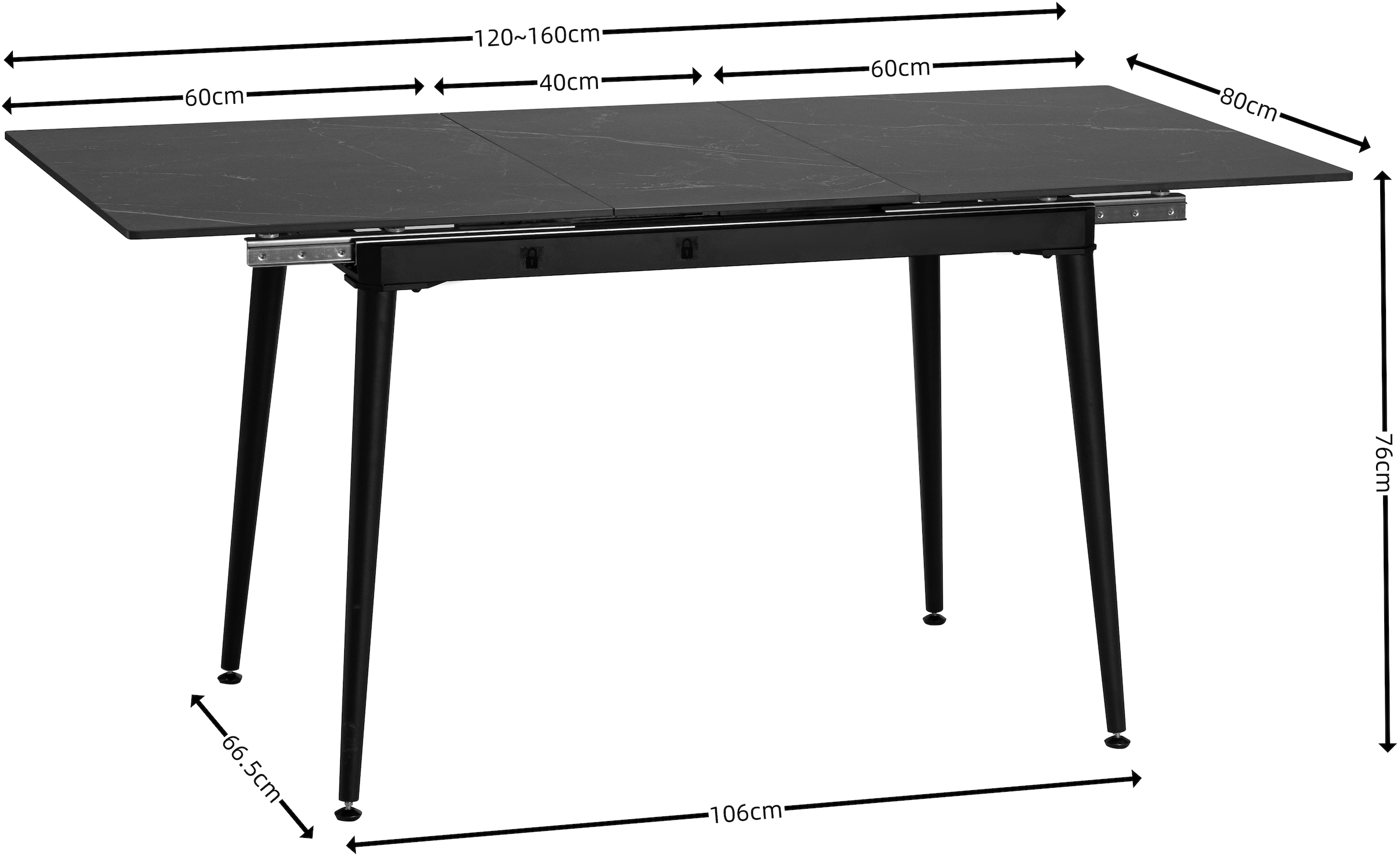 Home affaire Esstisch »Melwine Ausziehtisch Esszimmer«, Keramiktisch, mit Auszugsfunktion 120-160 cm