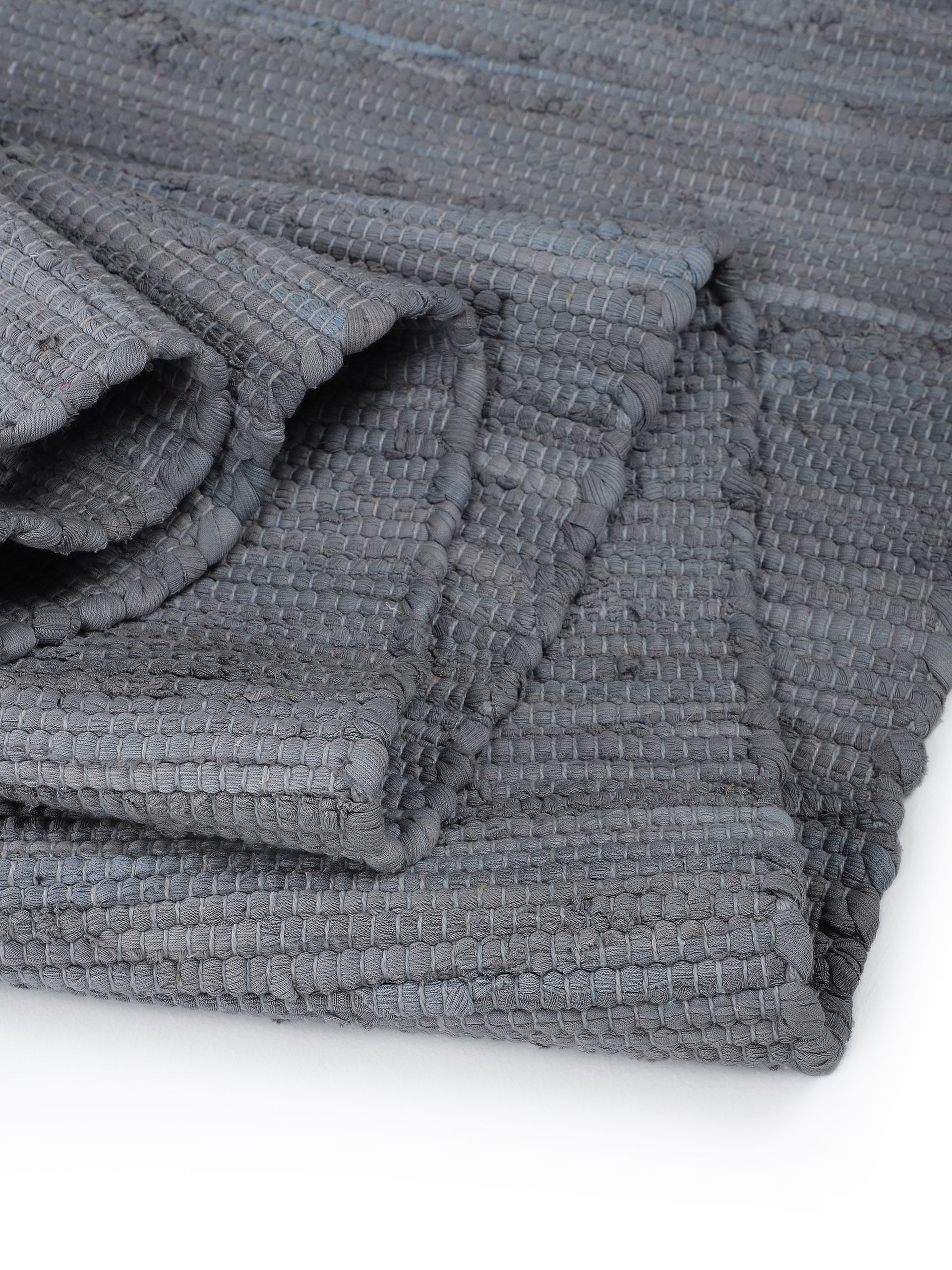 carpetfine Teppich »Kelim Chindi uni, auch als Läufer«, rechteckig, 5 mm Höhe, Wendeteppich, reine Baumwolle, handgewebt, Uni-Farben, mit Fransen