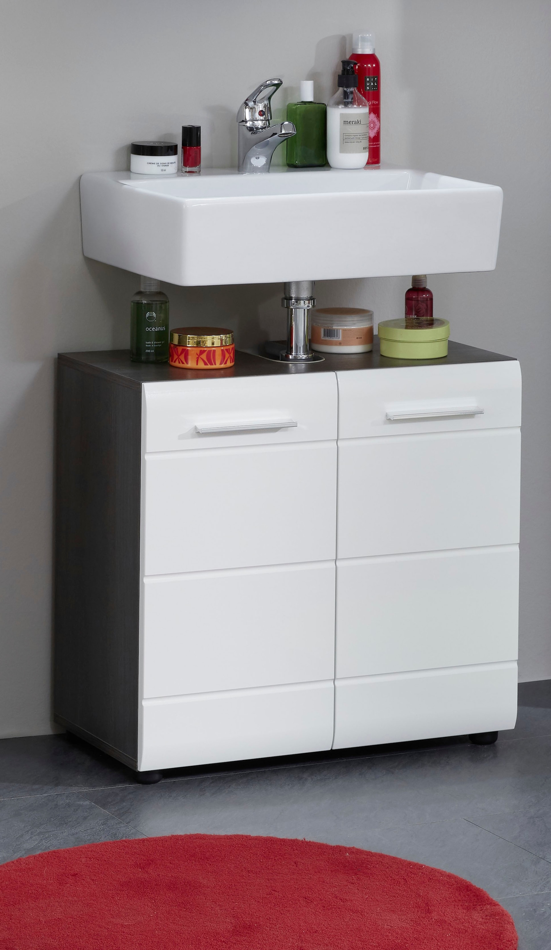 welltime Waschbeckenunterschrank »Sovana« Waschbeckenunterschrank mit 2 Türen - (B/T/H) 60/31/57 cm