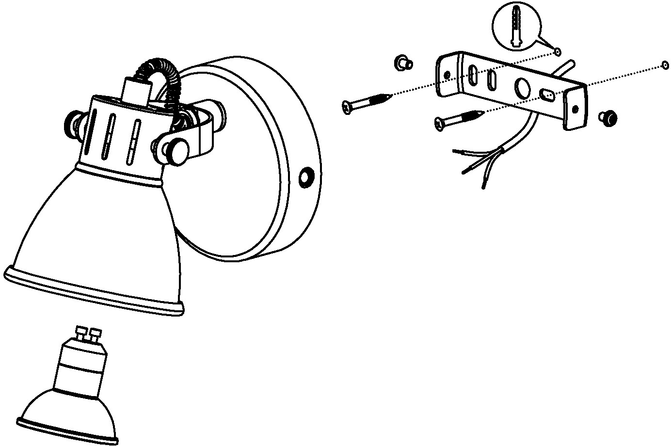 EGLO LED Wandleuchte »SERAS Wandlampe, Deckenstrahler, Spot, Flurlampe, nickel-antik, creme« GU10 | LED-Board Warmweiß Wohnzimmerlampe, Esszimmerlampe, schwenkbarer Spot, GU10, 17x10cm