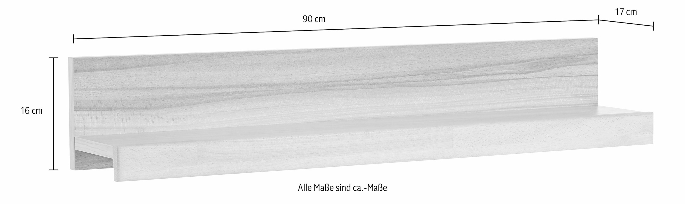 Home affaire Wandregal »Ribe,2er Set,teilmassiv, Breite: je 90 cm«, (Set, 2 St.), Ablageflächen Massivholz