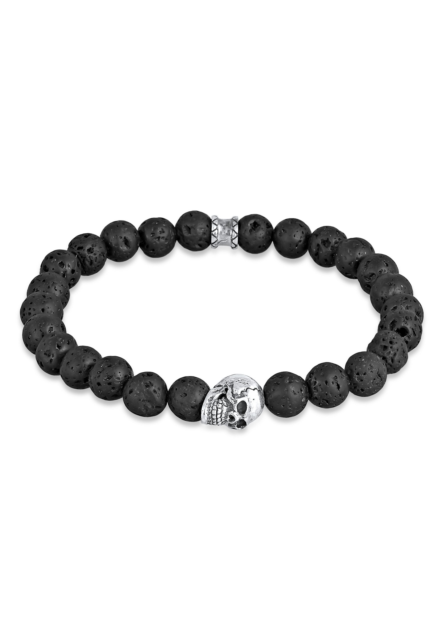 Armkette »Armband Herren Totenkopf Lava Stein Perlen 925 Silber«