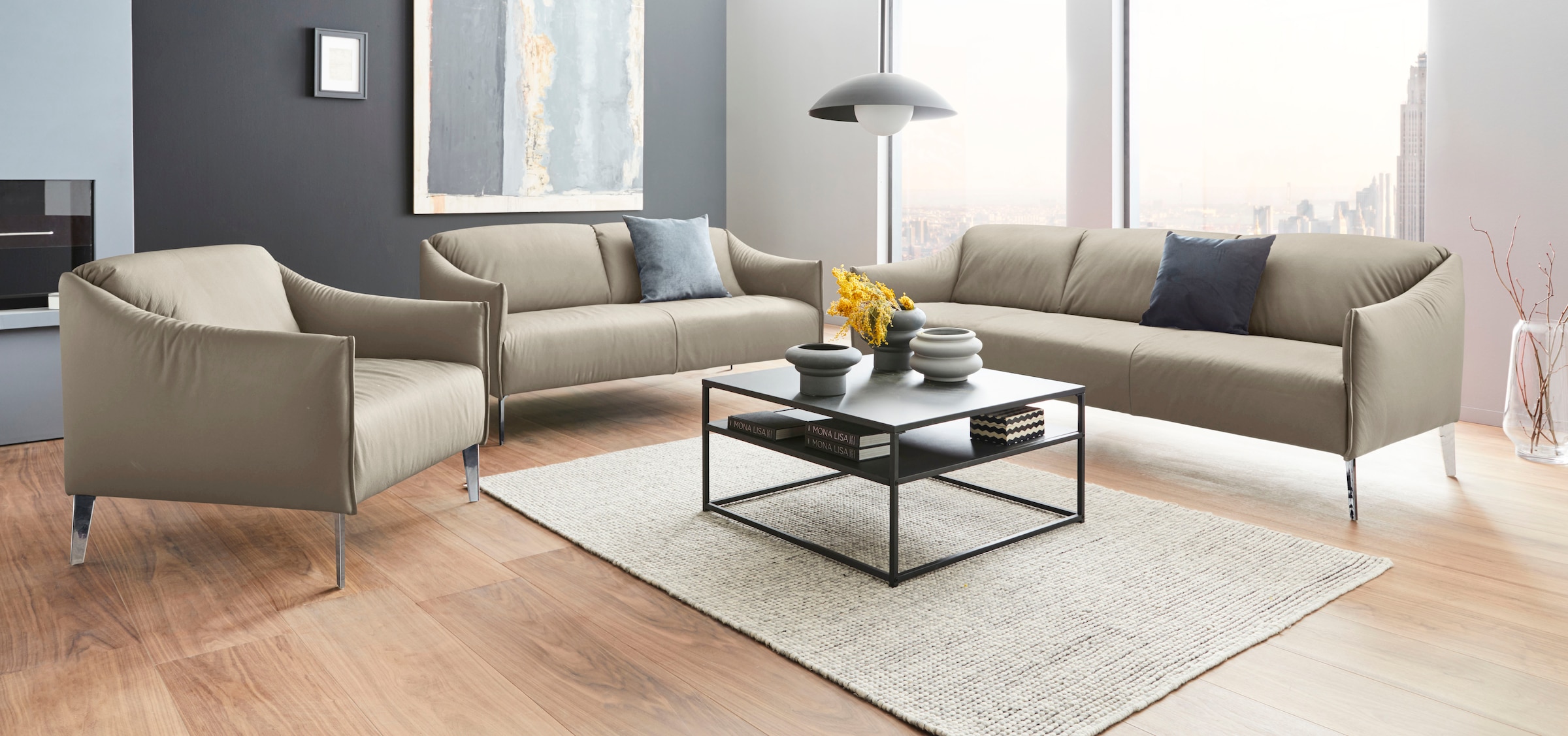 W.SCHILLIG 2,5-Sitzer »sally« mit Metall-Winkelfüßen in Chrom glänzend, Breite 174 cm