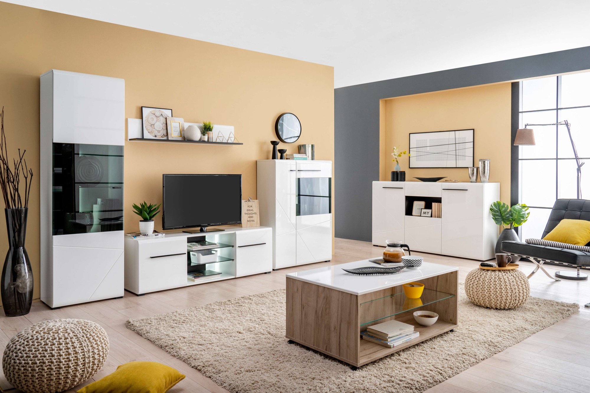 Home affaire Couchtisch »Bert Kaffetisch, 100 cm, in trendigen Farben, modern«, Hochglanzplatte, mit Rollen